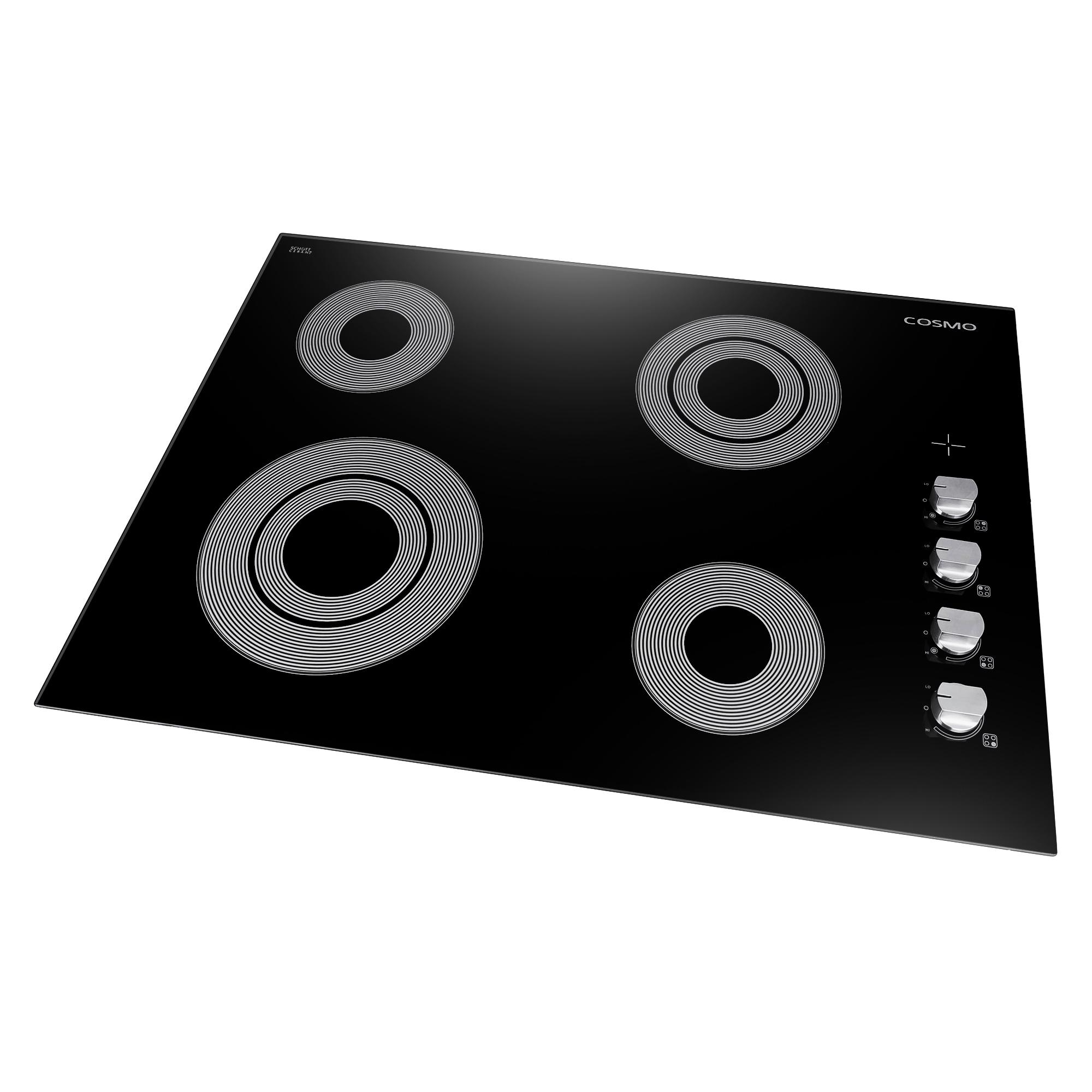 Cosmo 30 in. Electric Ceramic Glass Cooktop with 4 Burners, Dual Zone Elements, Hot Surface Indicator Light and Control Knobs