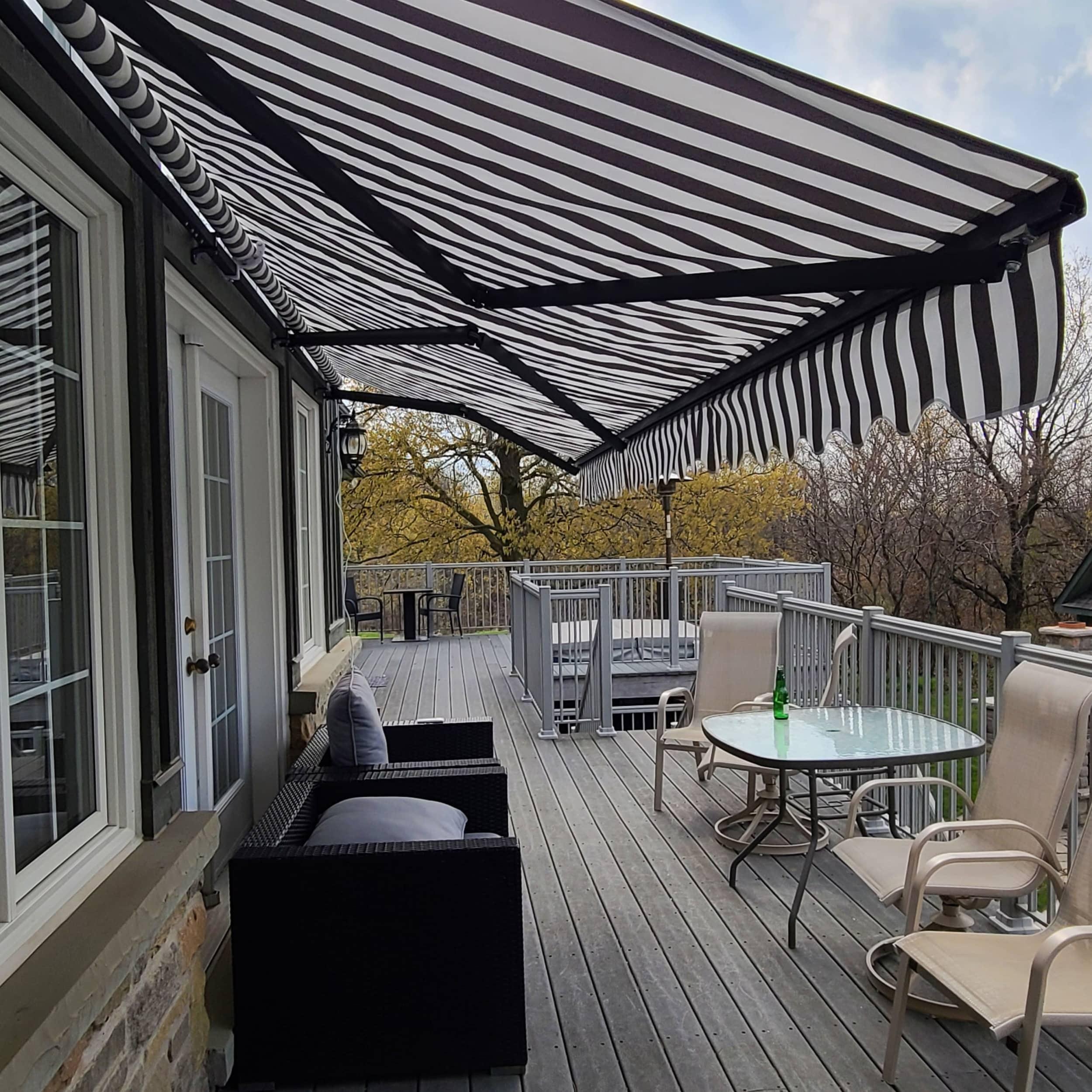 Retractable Home Patio Awning | Deck Canopy |UV Protection Sunshade | Manual Black Frame | Upgraded 2024