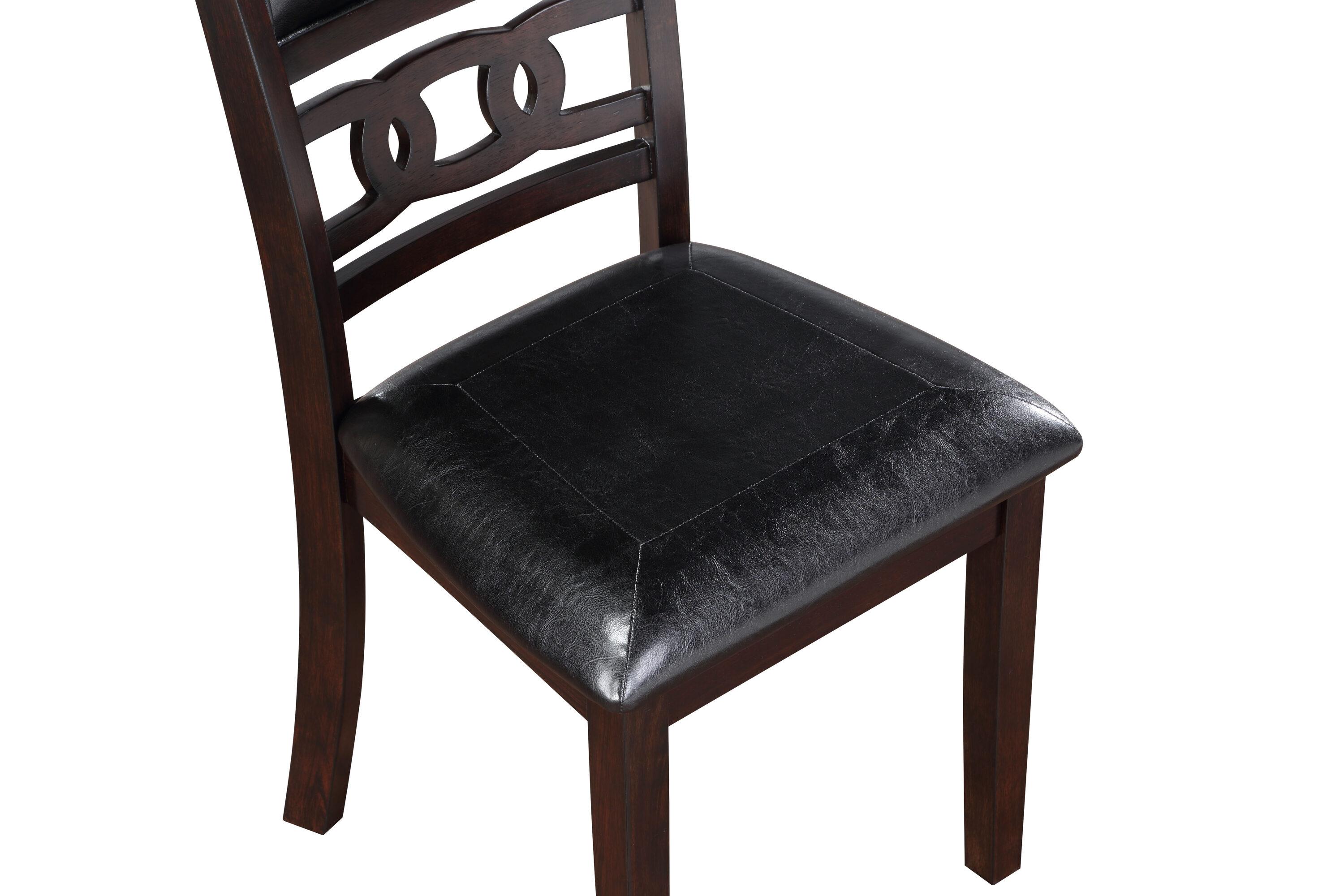 New Classic Furniture Gia Dining Collection with 48" Dining Table, 4 Cushioned Chairs, Veneer Tabletop and Solid Rubberwood Construction, Ebony