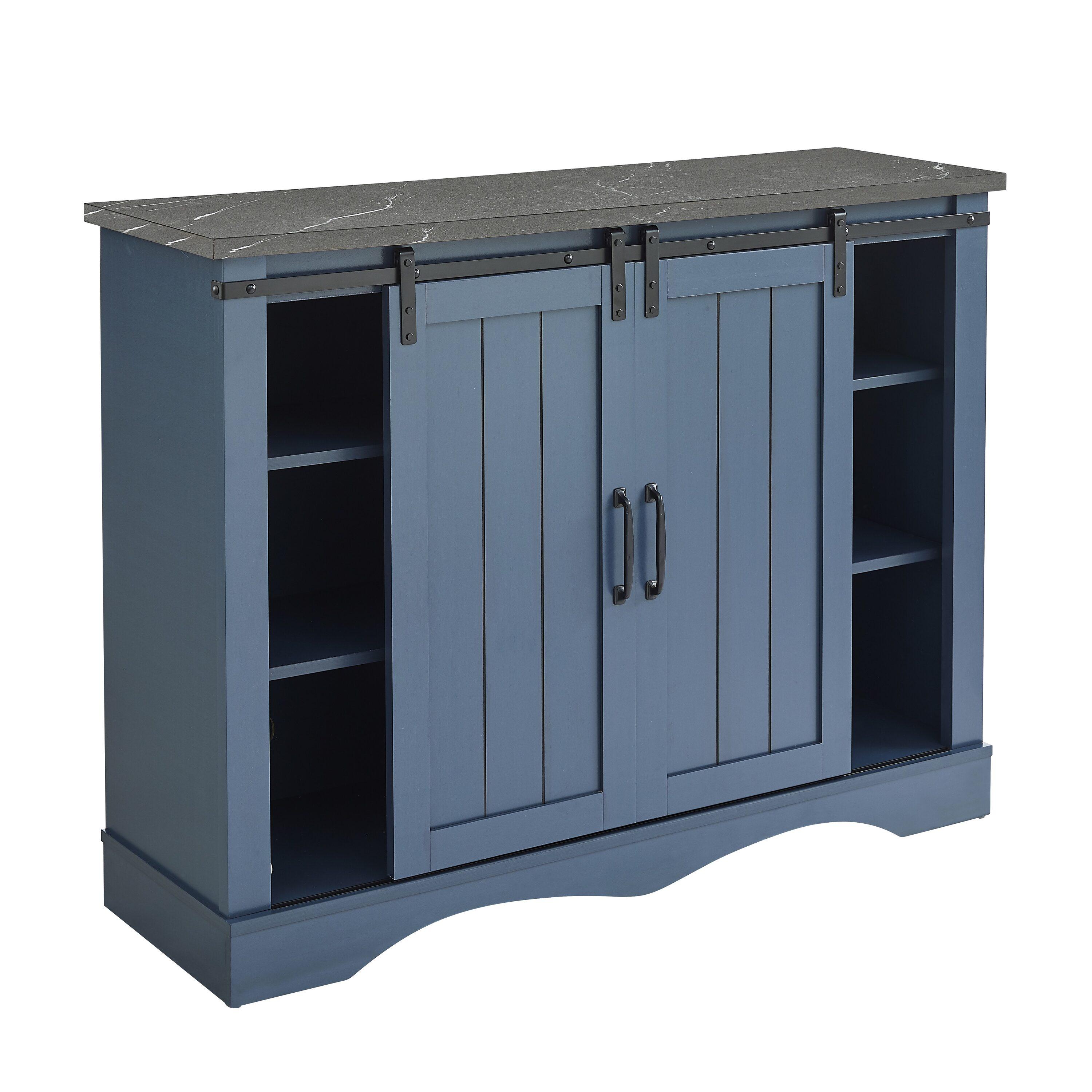 47" Wine Bar Cabinet Navy - Home Essentials