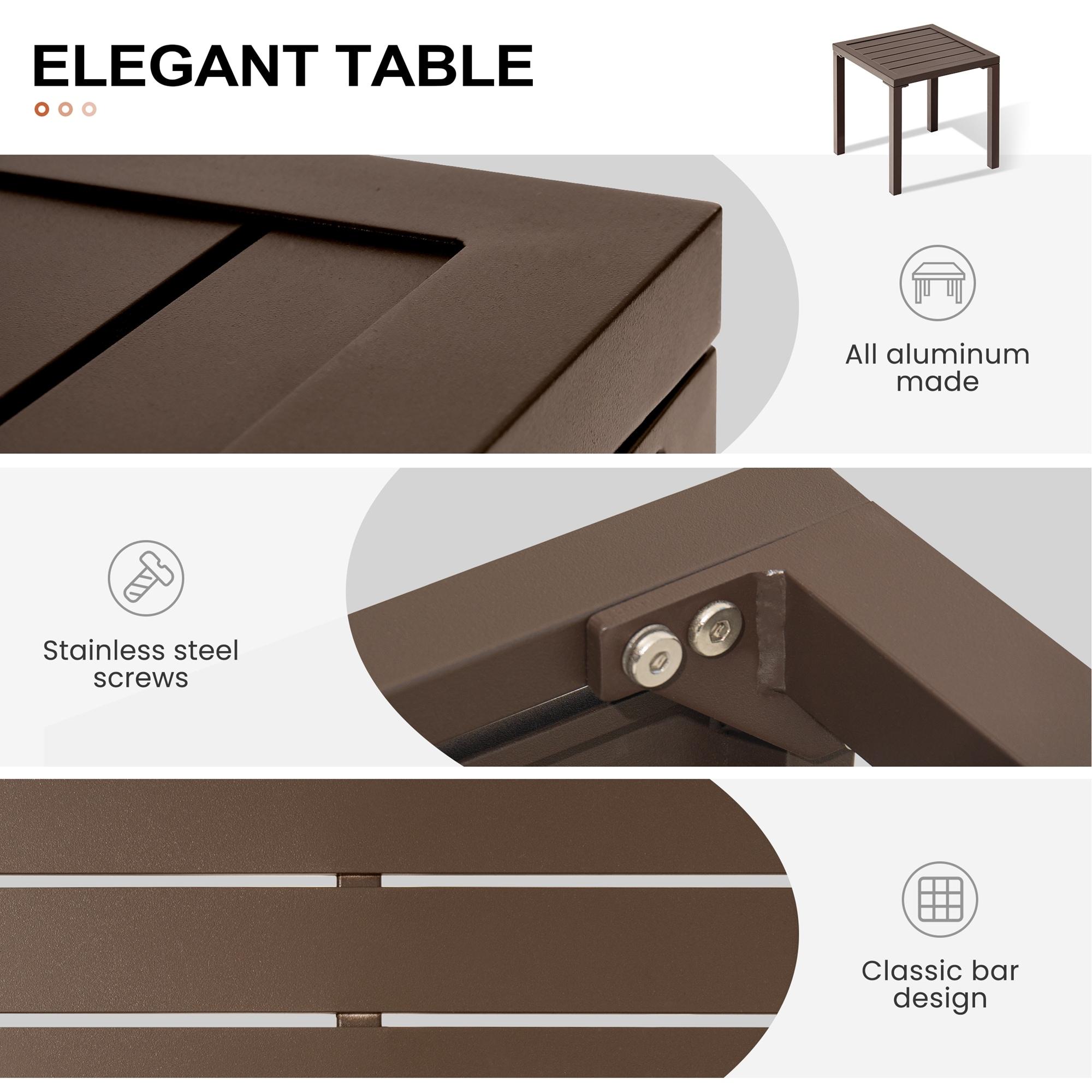 3pc Outdoor Five Position Adjustable Curved Aluminum Lounge Set Brown - Crestlive Products: Weather-Resistant Patio Furniture Set with Side Table