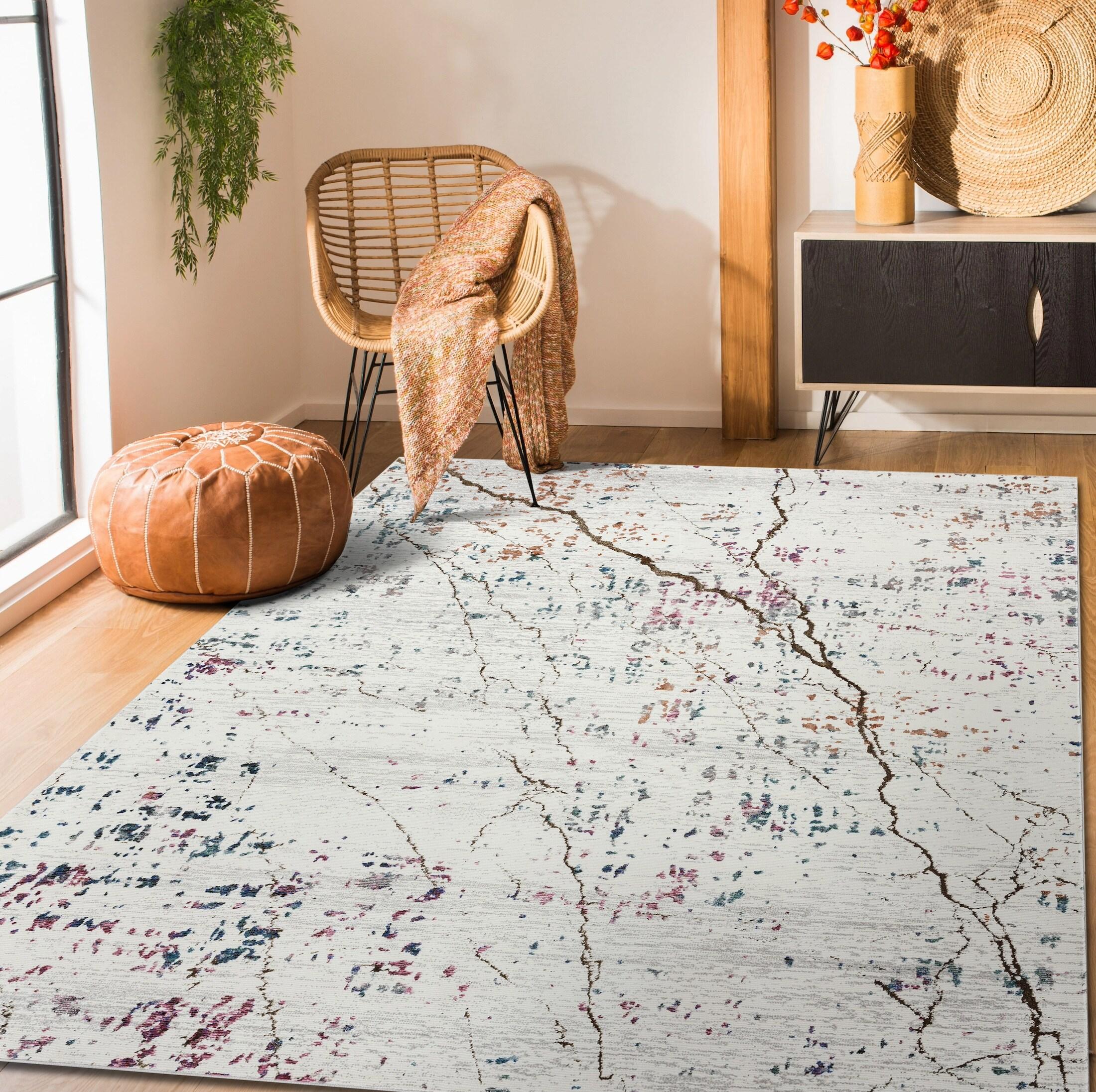 Ox Bay Pulse 5' x 7'6" Ivory/Beige Abstract Performance Indoor Area Rug
