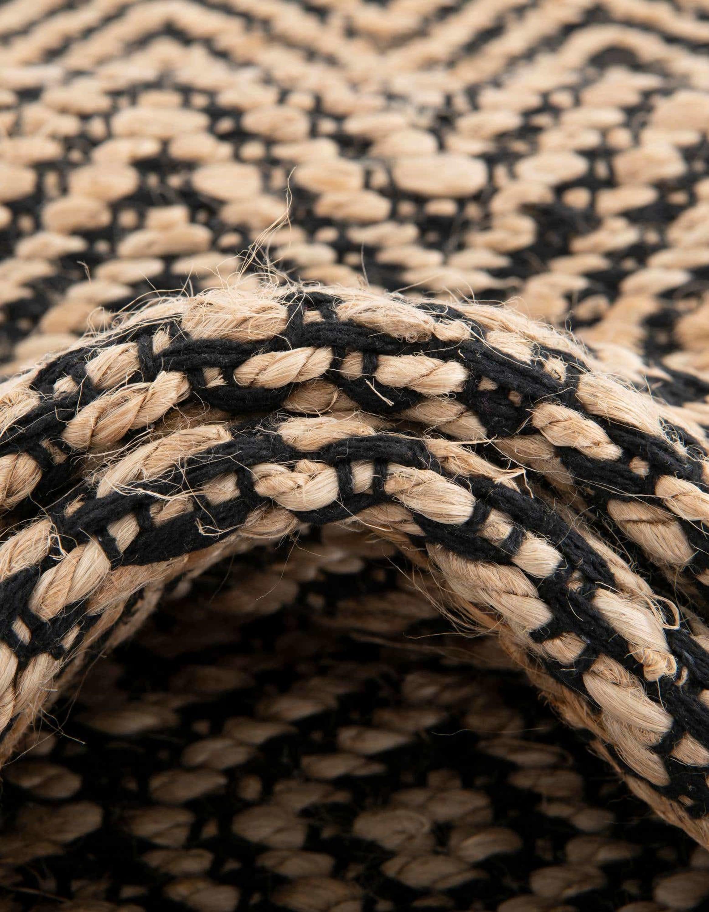 Unique Loom 2' 0 x 3' 1 Assam Chunky Jute Black Area Rug