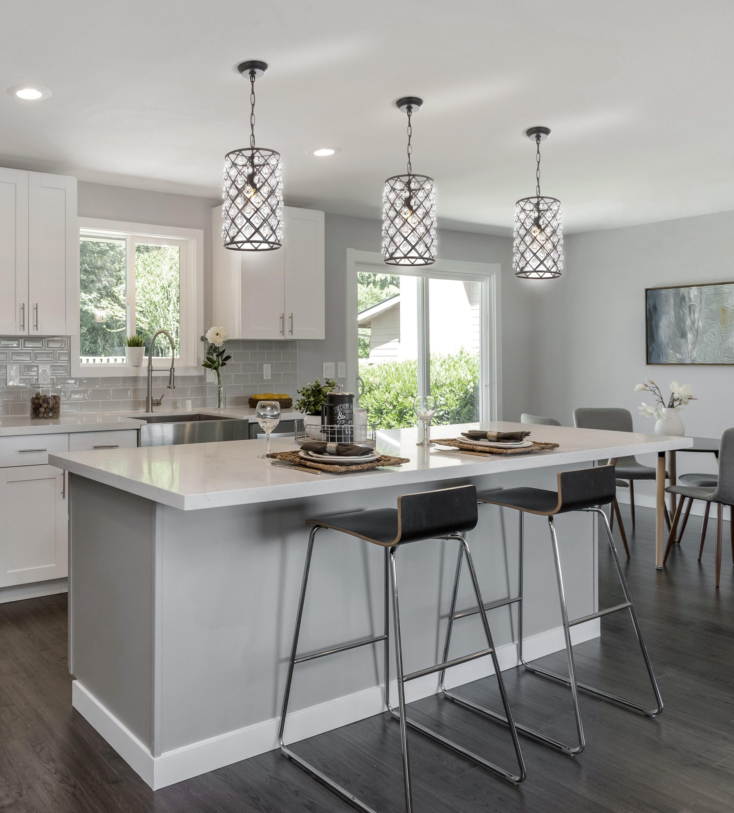 Gabrielle 10" Crystal/Metal LED Pendant, Oil Rubbed Bronze