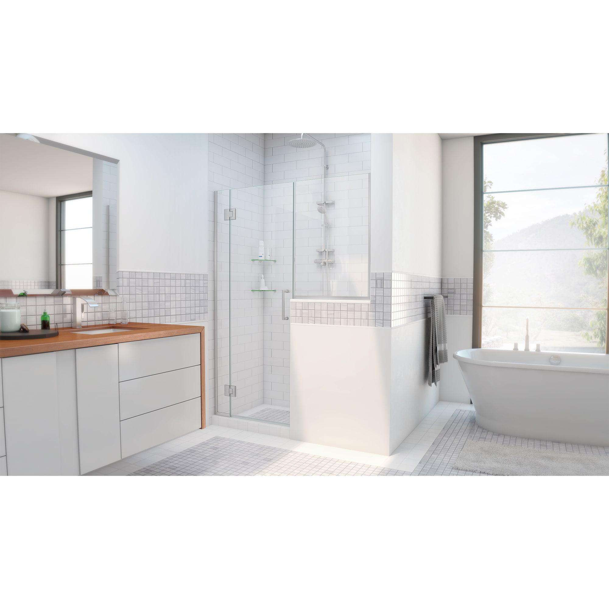 Unidoor-X 72" W x 72" H Frameless Shower Door with Fixed Panel