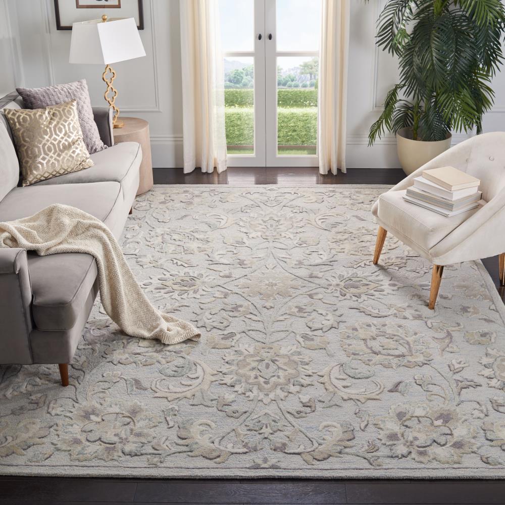 Glamour GLM624 Hand Tufted Indoor Area Rug - Light Blue/Ivory - 6'x6' - Safavieh