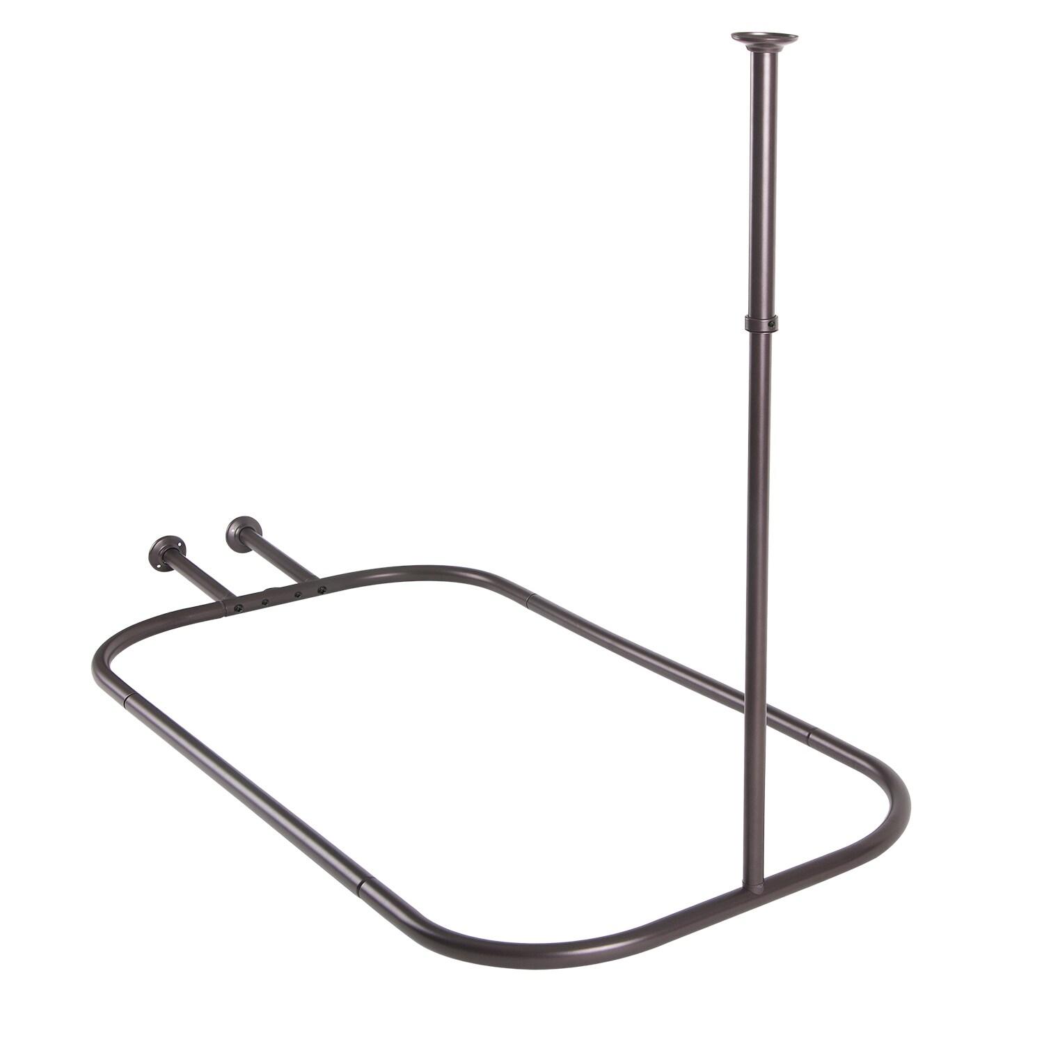 Utopia Alley Rustproof 54" L D-Shaped Fixed Shower Curtain Rod & Hook Set | Wayfair