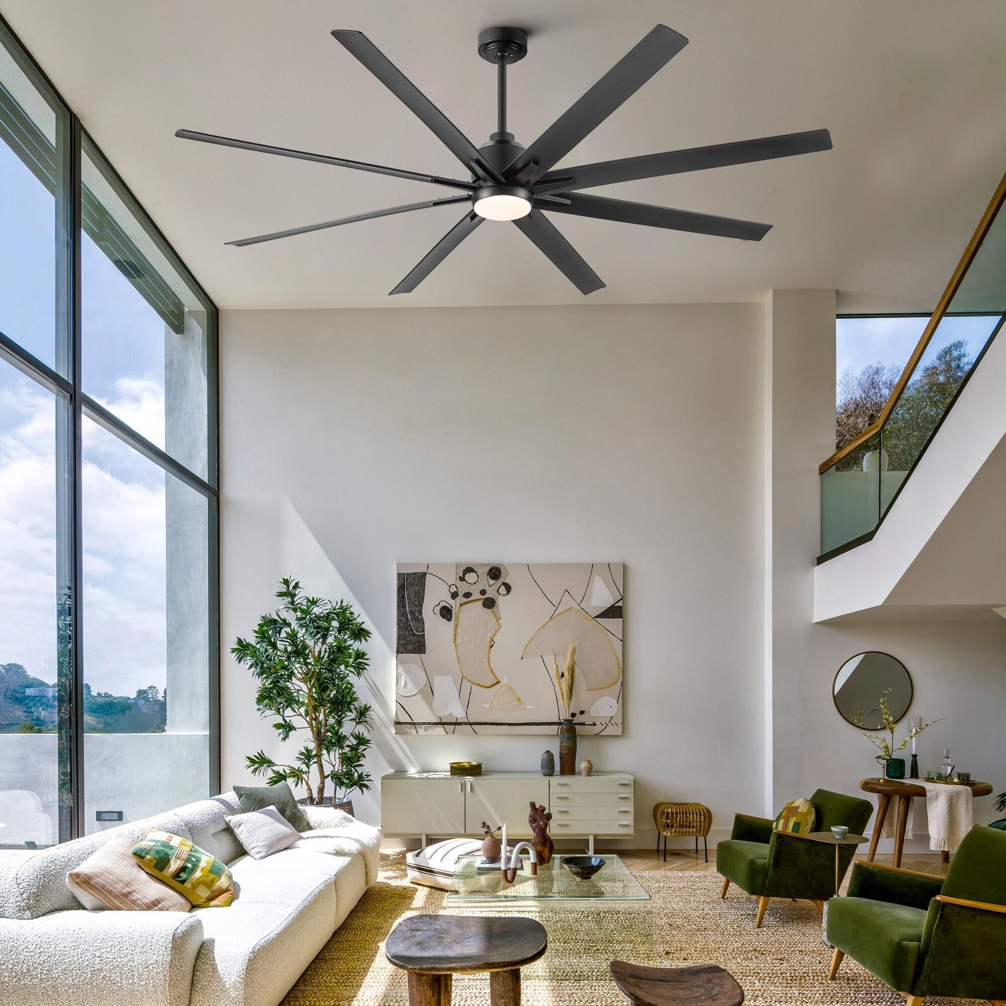 Wellspeed 72 in. Large Ceiling Fan with Integrated LED and 8 Blade, for Mordern Indoor/Outdoor, Black