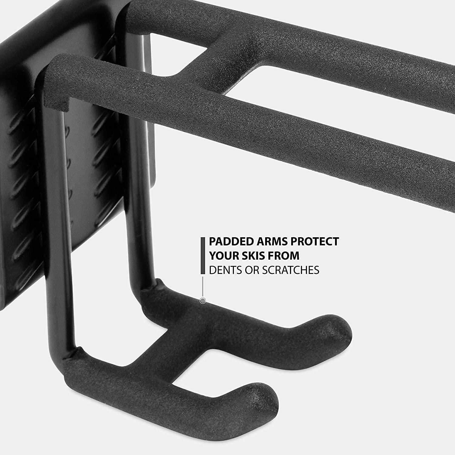 RaxGo Ski Rack, Ski Wall Mount Holds 4 Pairs of Skis & Skiing Poles or Snowboard, for Home & Garage