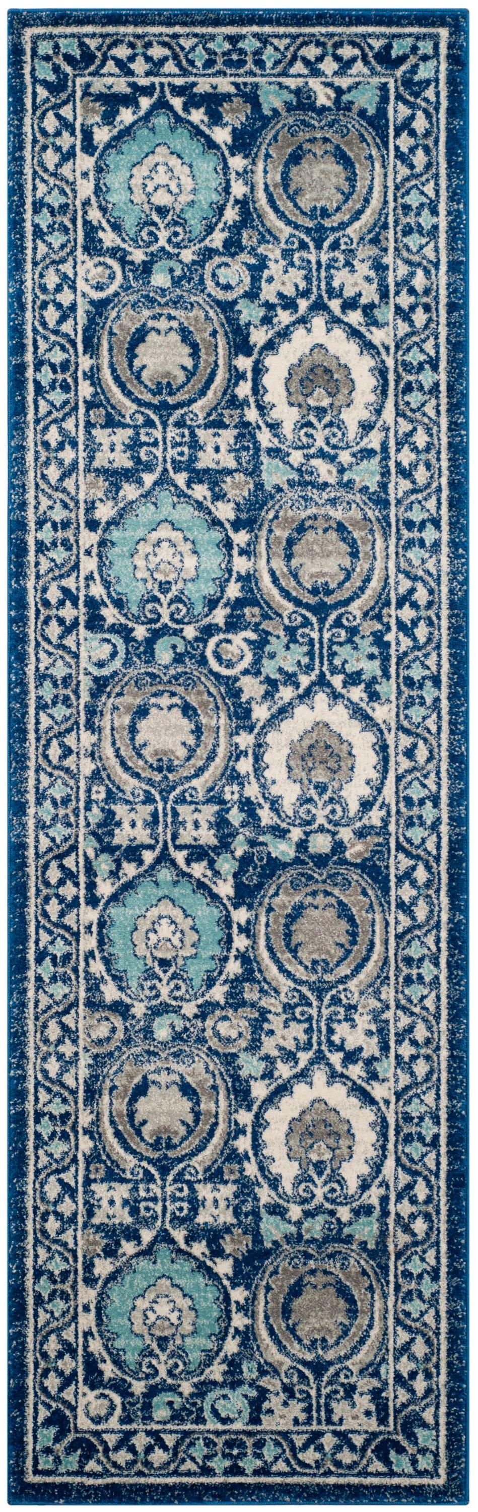 Evoke EVK251 Power Loomed Runner Rug - Blue/Ivory - 2'2"x7' - Safavieh.