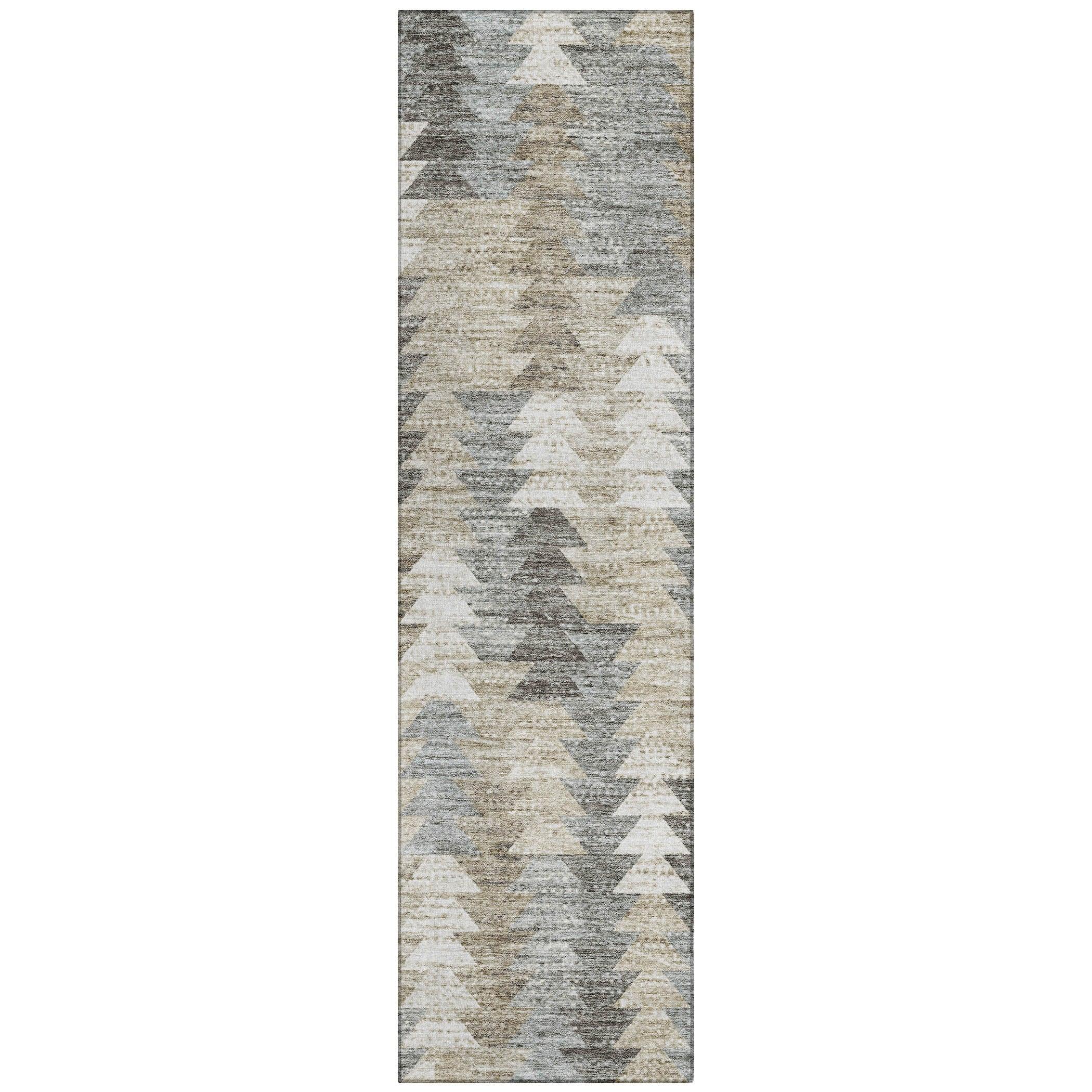 Addison Rugs Chantille ACN632 Taupe 2'3" x 7'6" Indoor Outdoor Hallway Runner Rug, Stain Resistant Washable Kitchen Area Carpet for Bathroom, Laundry and Bedroom Rug