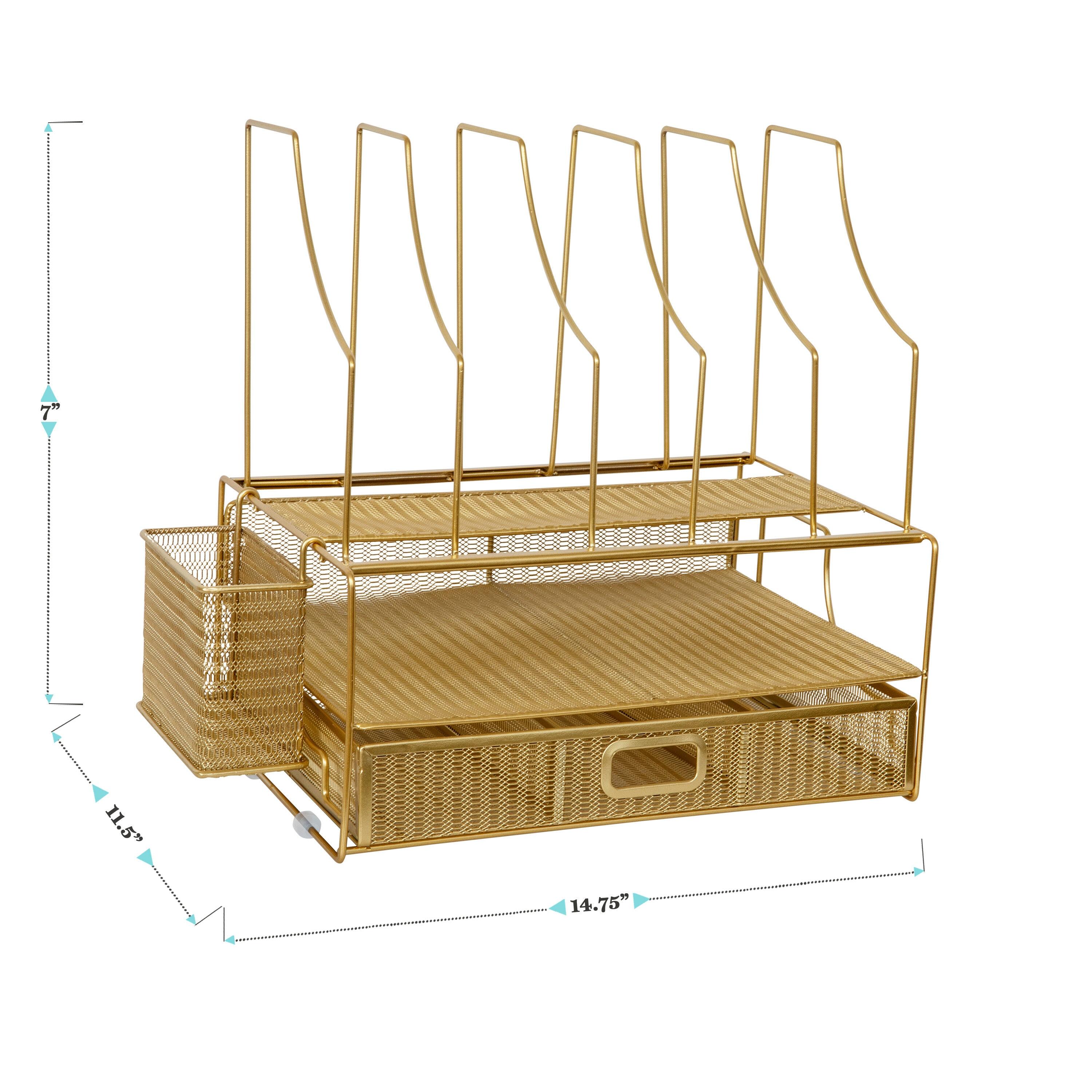 Thomas Martha Stewart Mesh Metal Desktop Organizer With File Letter Holder Organizer and Drawer