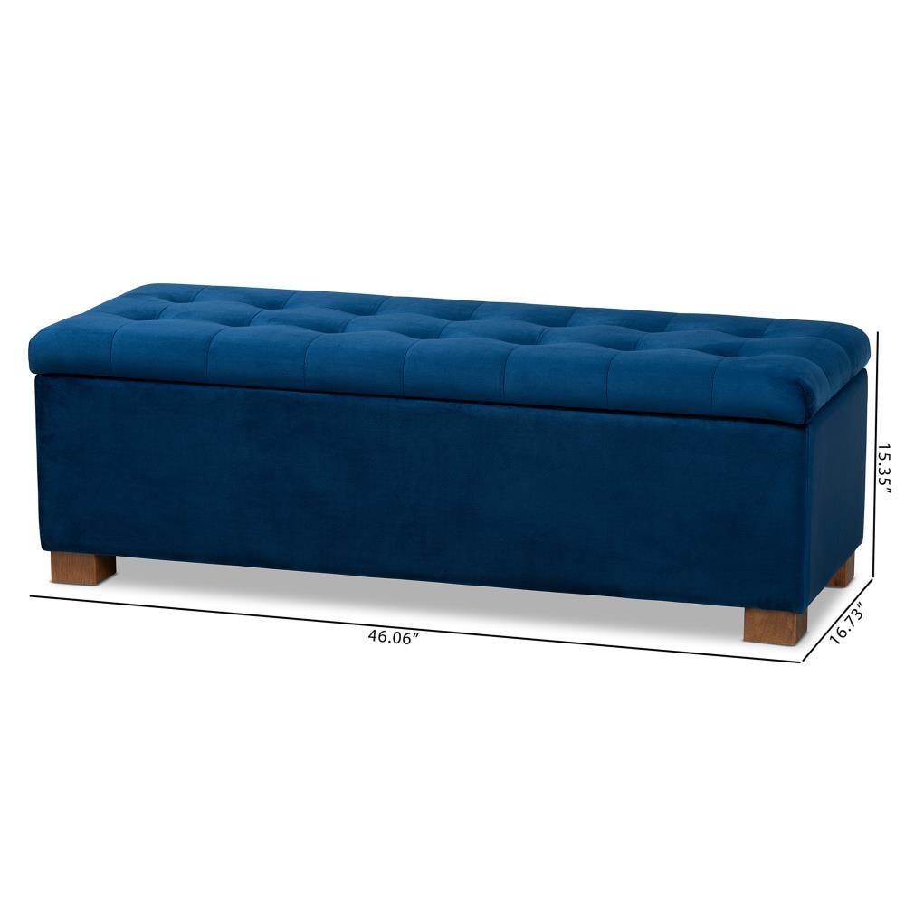 Roanoke Velvet Upholstered Grid Tufted Ottoman Bench: Bedroom Accent, Hidden Storage - Baxton Studio