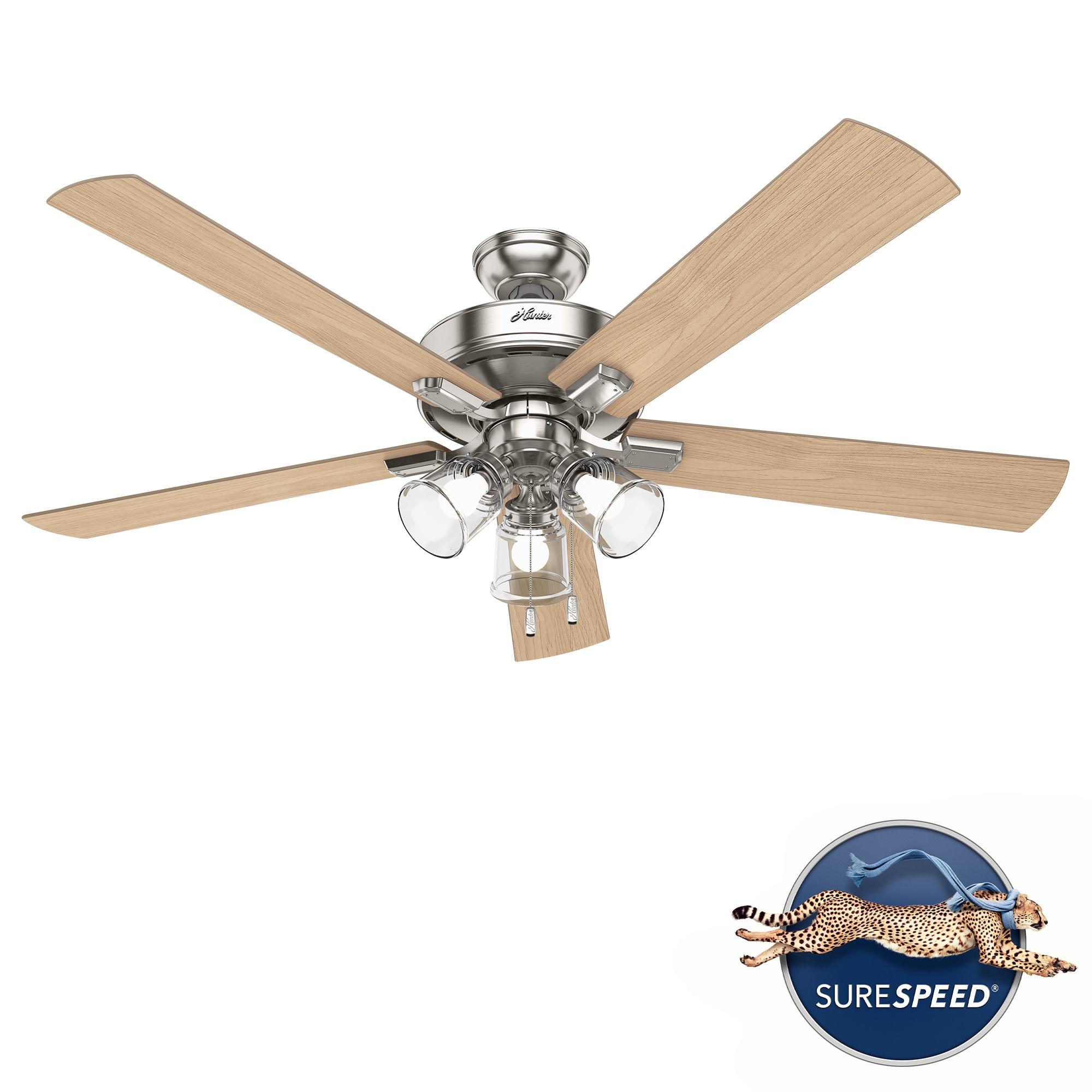 60" Crestfield 5 - Blade Ceiling Fan with Pull Chain and Light Kit Included