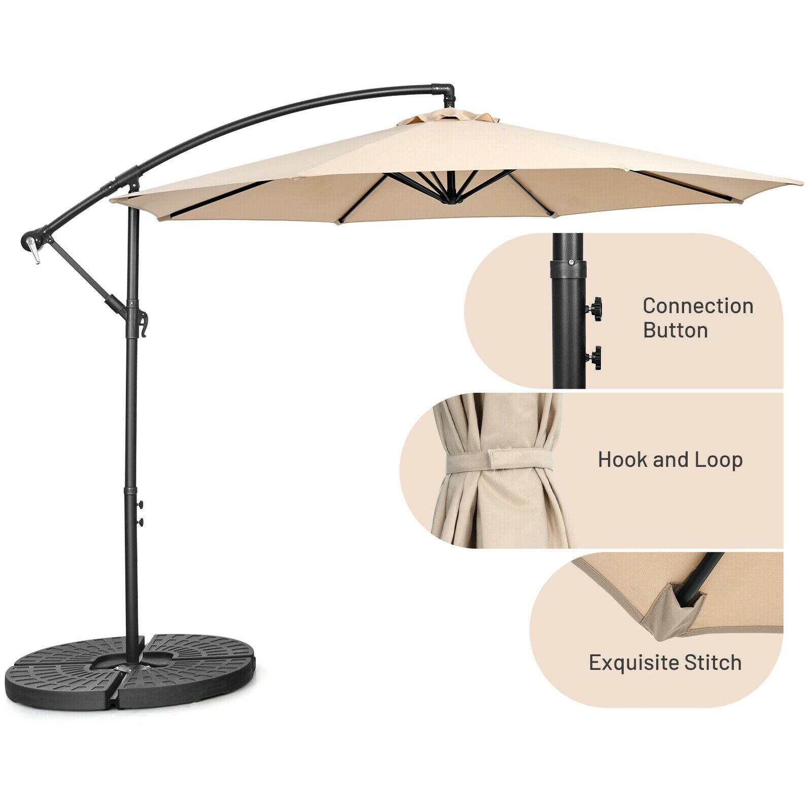 LAUSAINT HOME 10 ft Cantilever Patio Umbrella, Round Outdoor Beige Umbrella