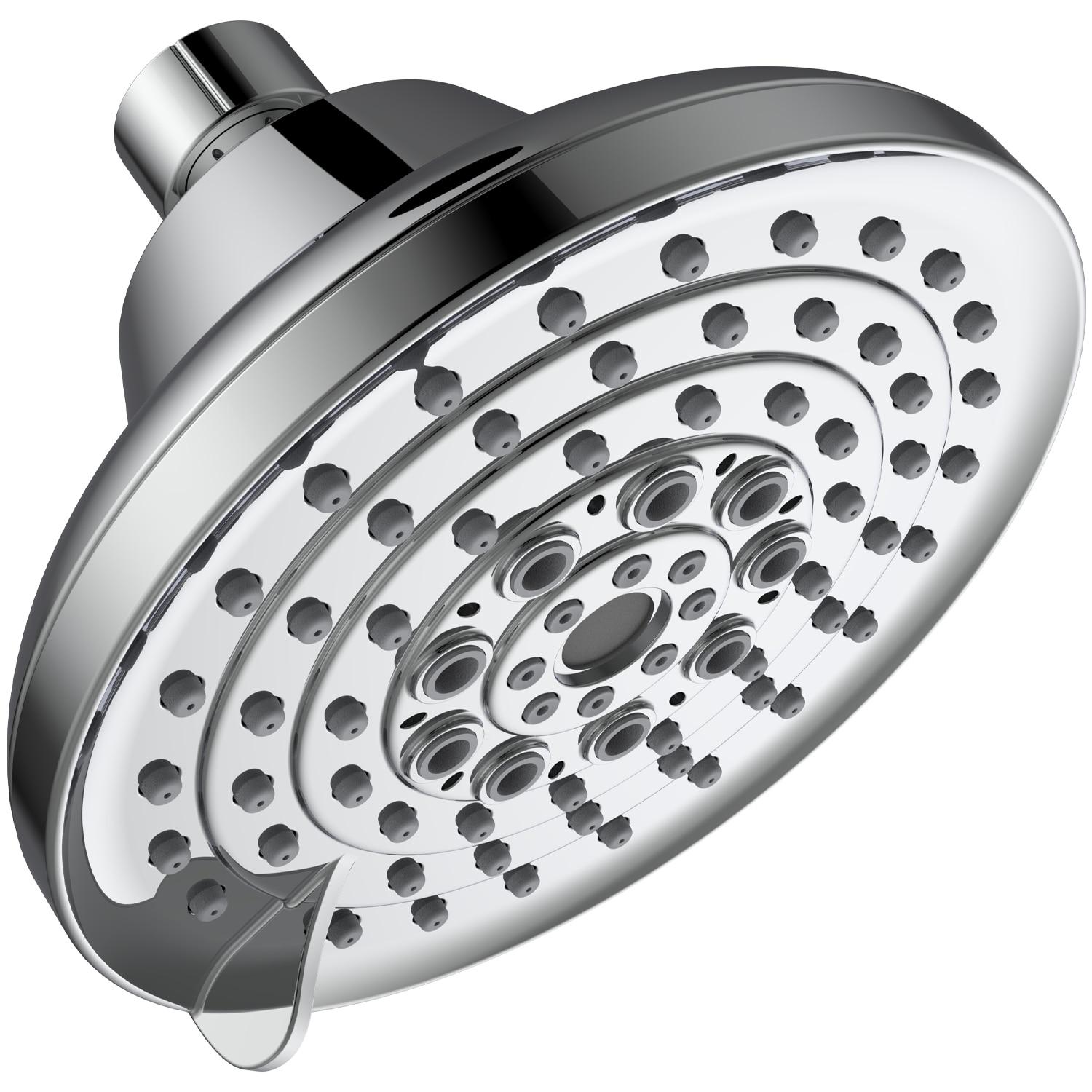 COUOKO 5" Rain Adjustable Shower Head Round 6 Spray Settings High Pressure Shower Head  FG102207