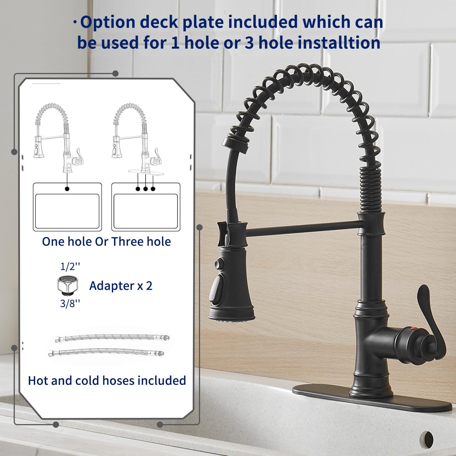 Single-Handle Pull-Down Sprayer 3 Spray High Arc Kitchen Faucet With Deck Plate