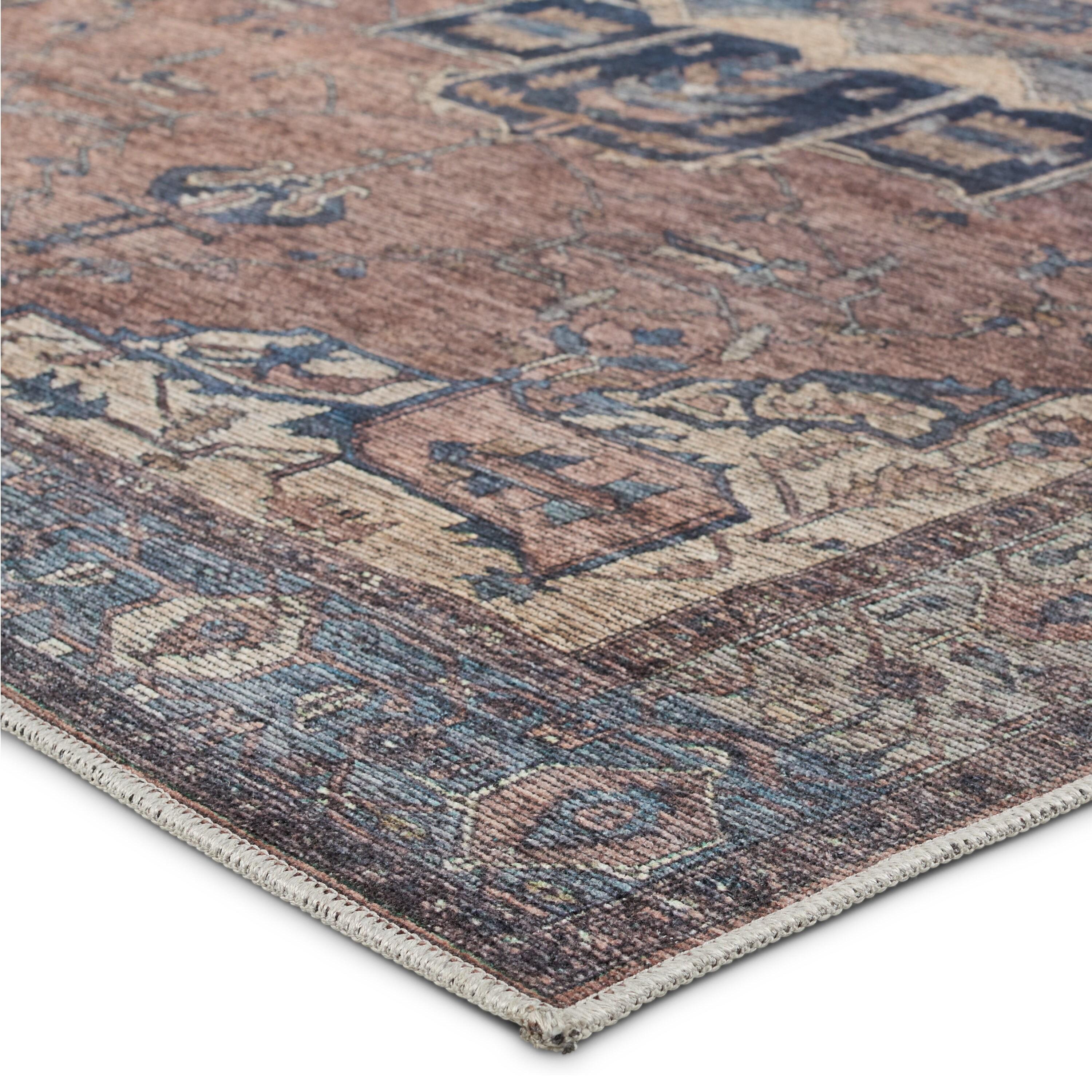 Barrymore Traditional Medallion Blue Synthetic 10' x 14' Area Rug