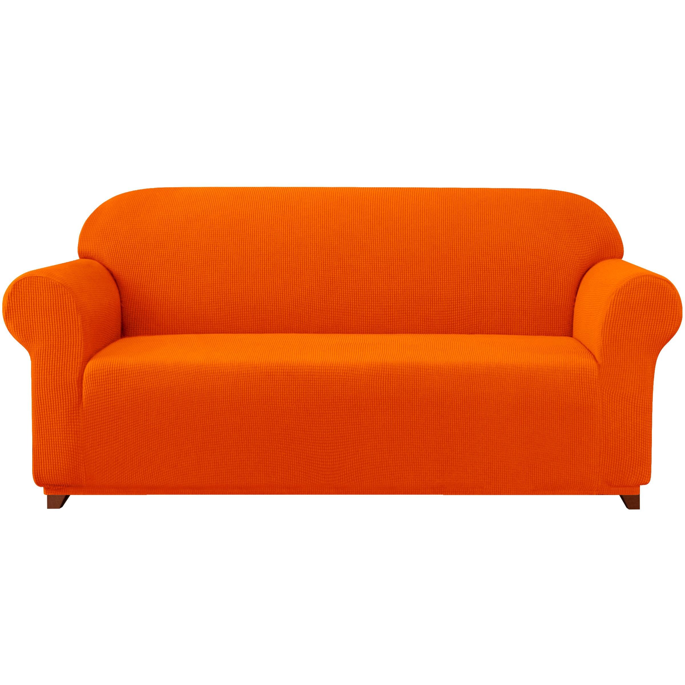 Subrtex Stretch 1-Piece Textured Grid Slipcover Sofa Cover, Orange