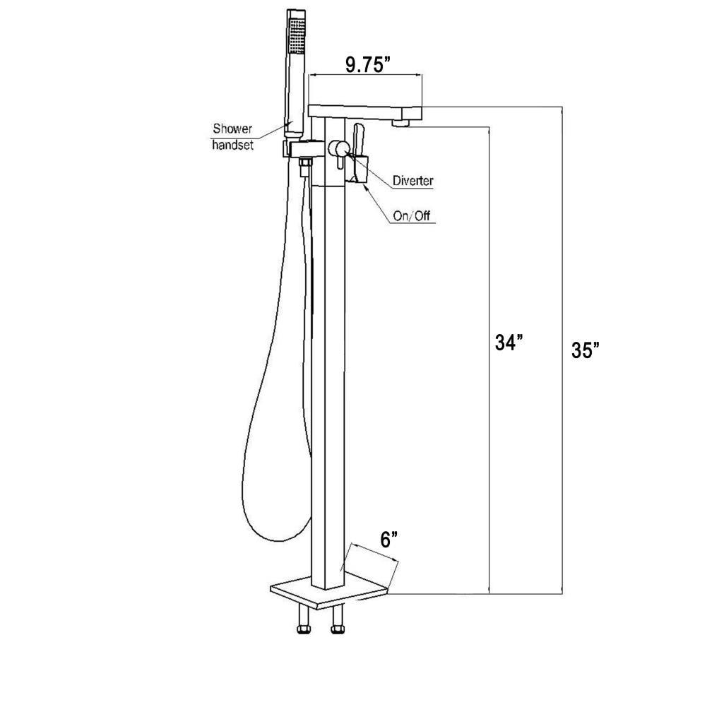 Double Handles Floor Mounted Freestanding Tub Filler with Handshower