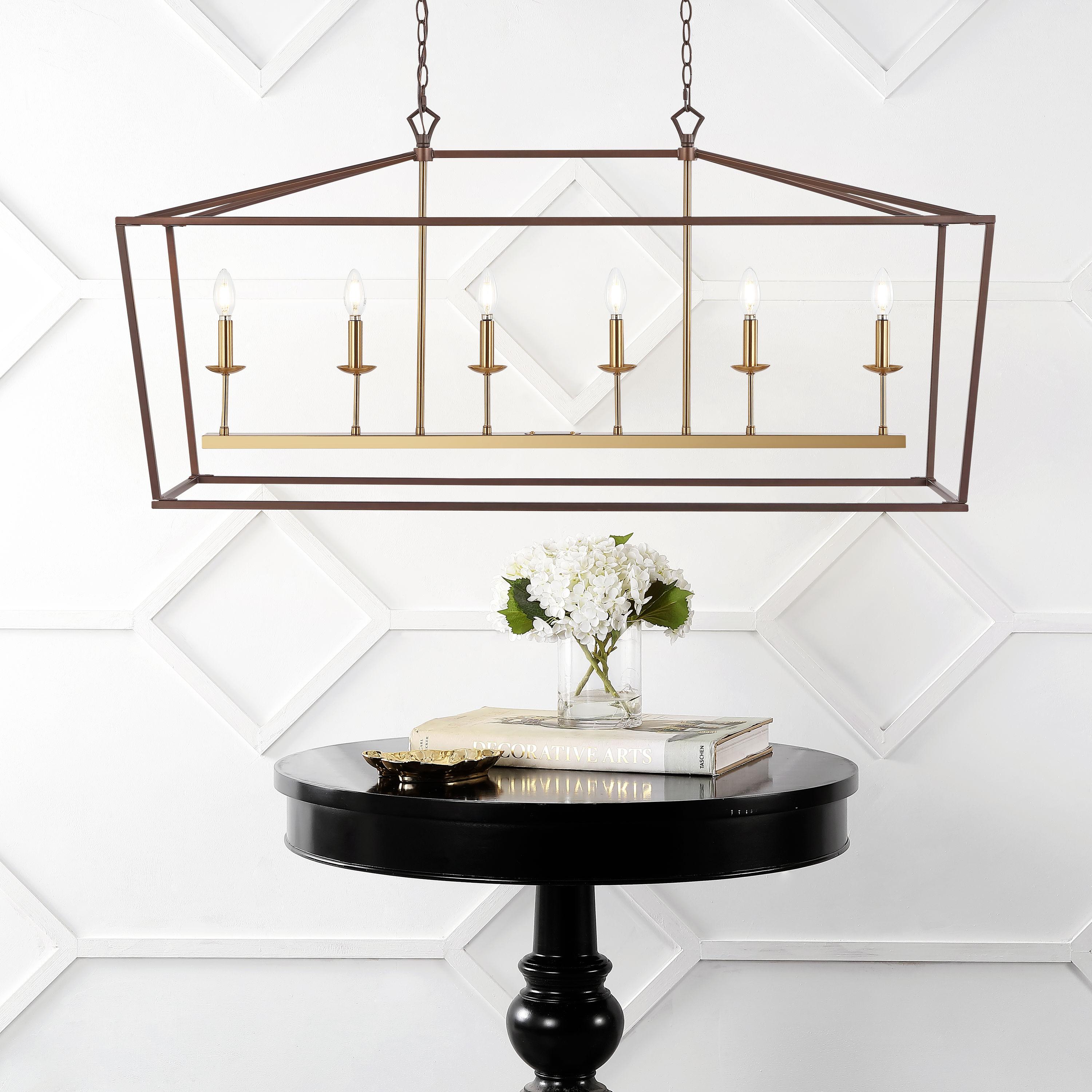 Pagoda 49" Linear 6-Bulb Classic Traditional Metal LED Pendant, Oil Rubbed Bronze