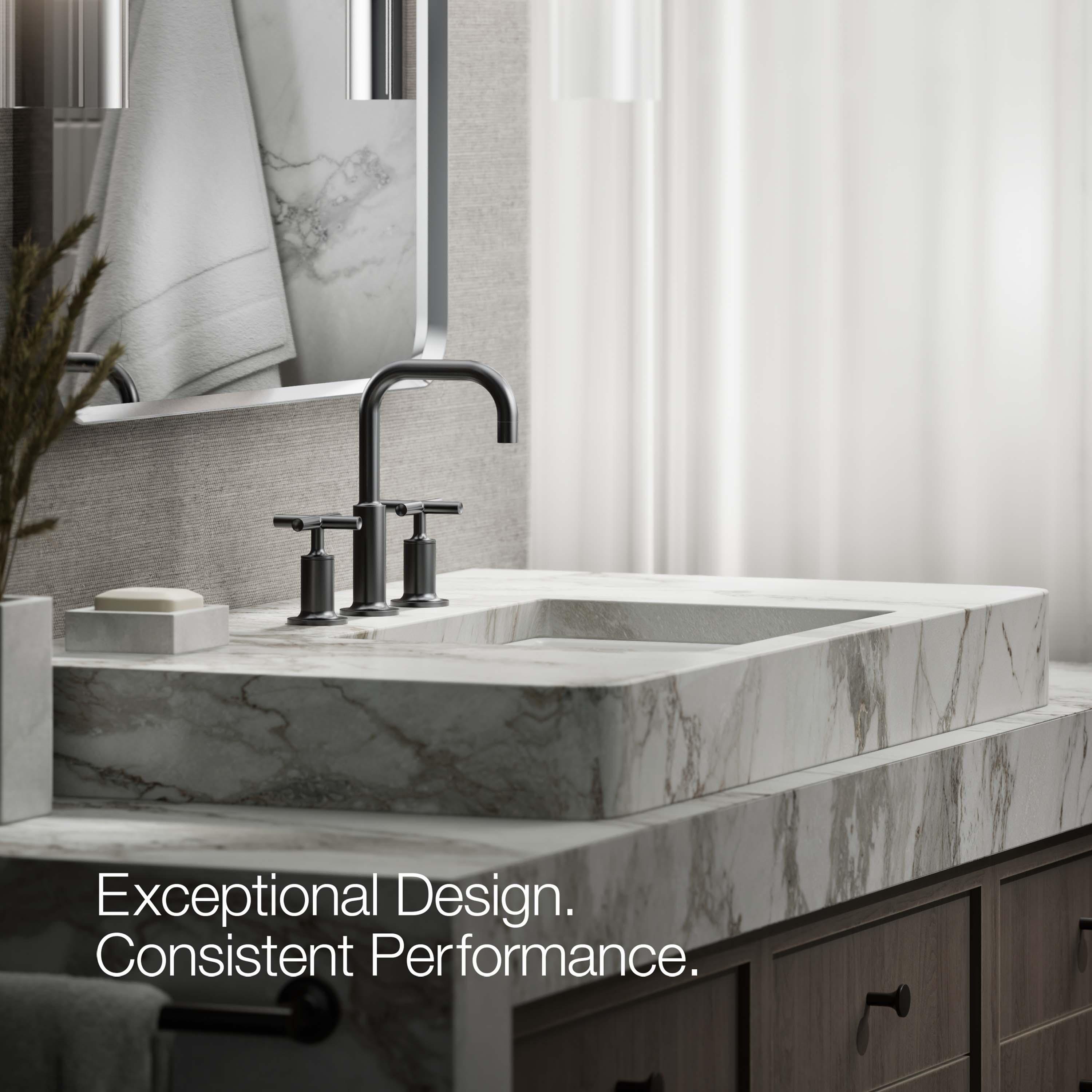 Kohler Purist® Widespread Bathroom Faucet with Pop-Up Drain Assembly, 3-Hole High Arc Cross Handle Bathroom Sink Faucet, 1.2 gpm