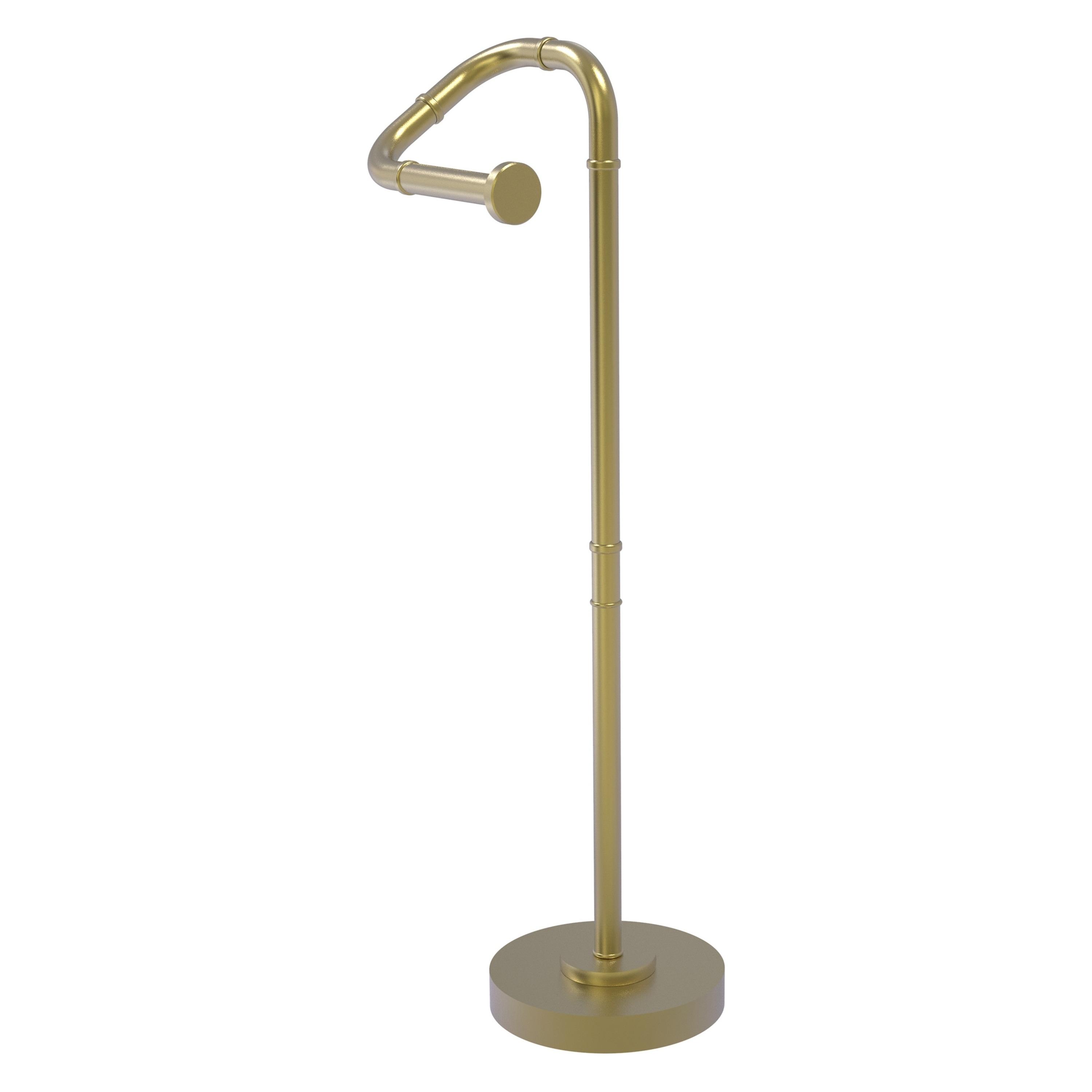 Satin Brass Free Standing Toilet Paper Holder with Sturdy Base