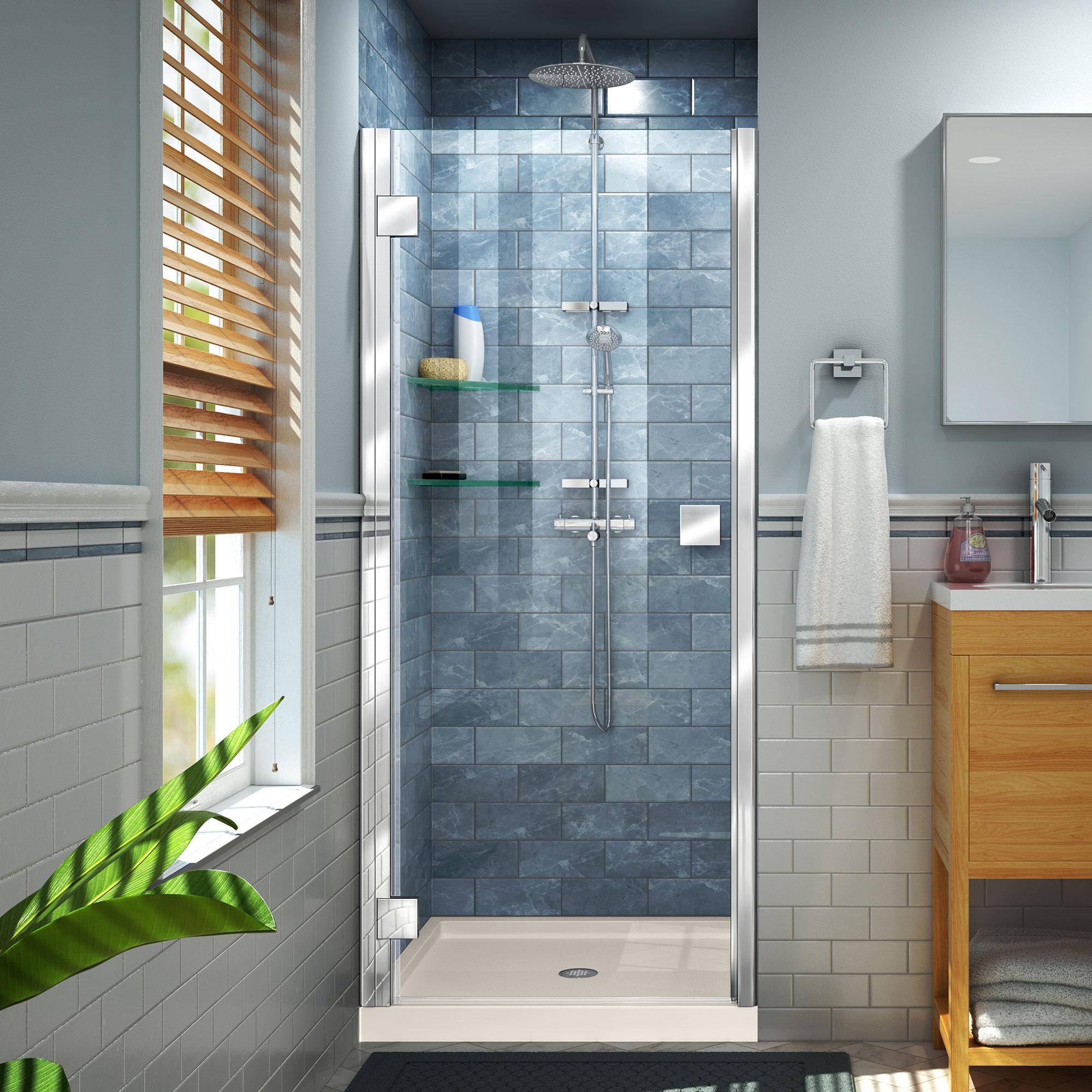 Lumen 36" W x 36" D x 74.75" H Semi-Frameless Square Shower Enclosure with Base Included