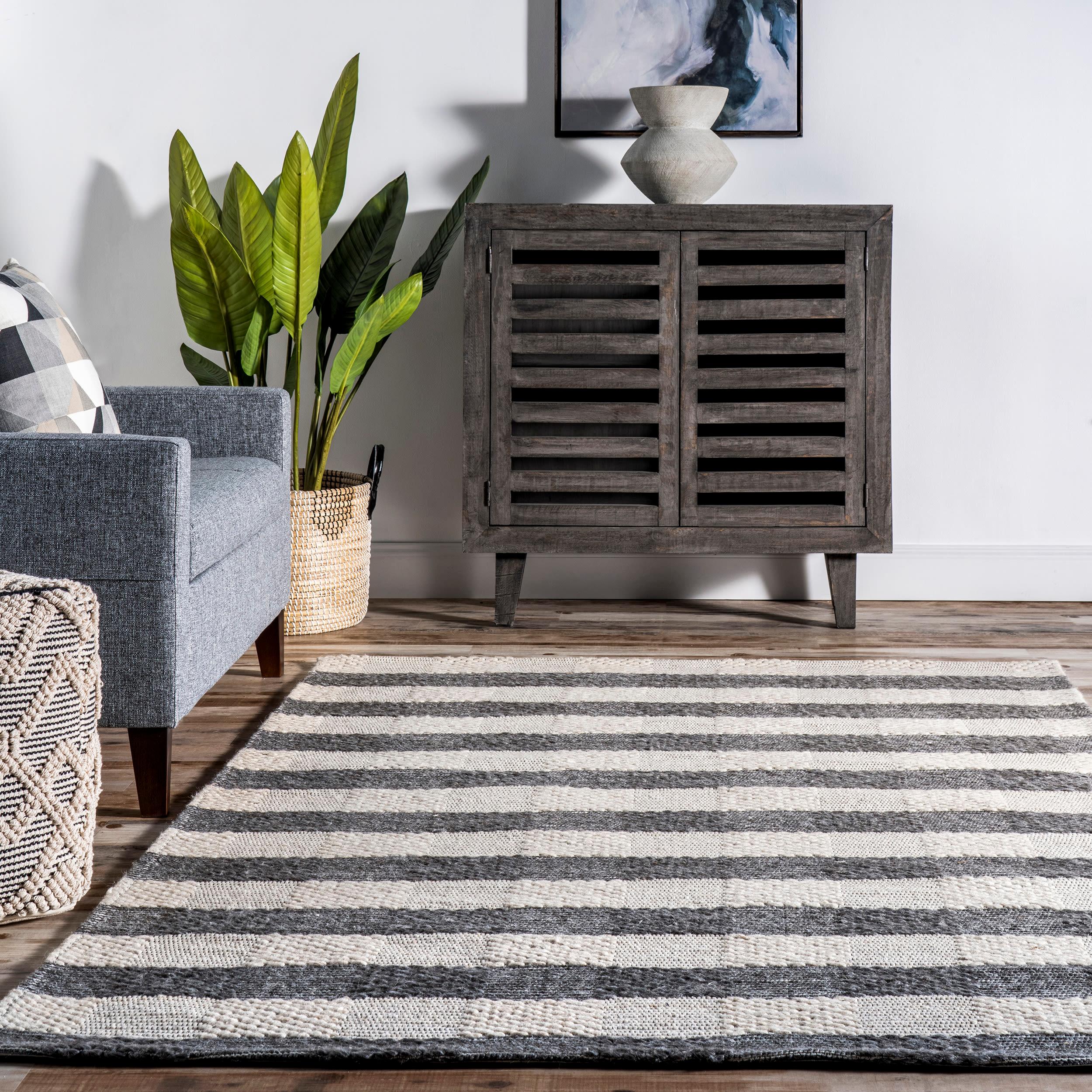 Sophie Striped Wool Gray Area Rug