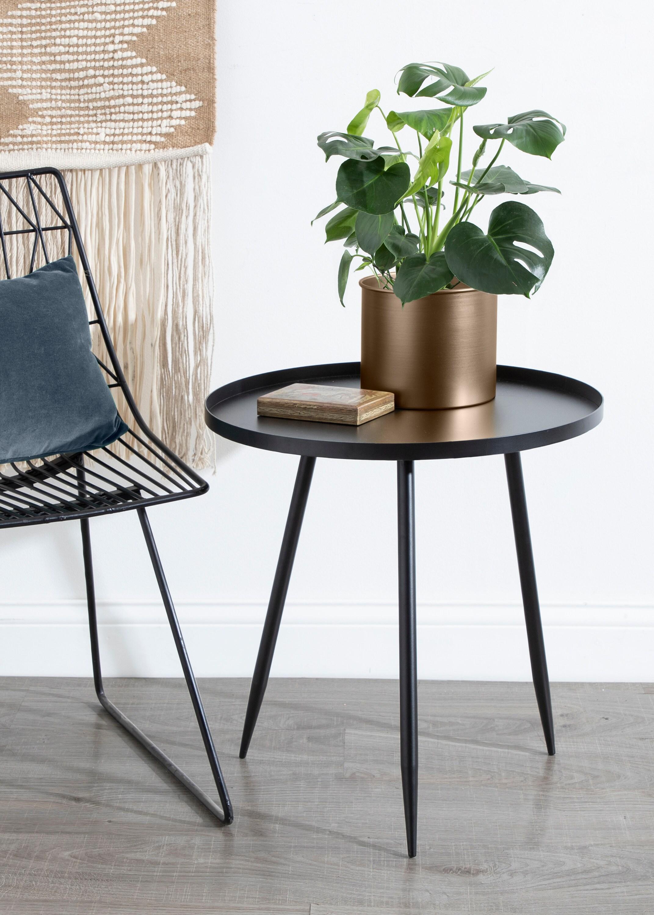 Kate and Laurel Duvall Round Metal Side Table, 20x20x20.5, Black