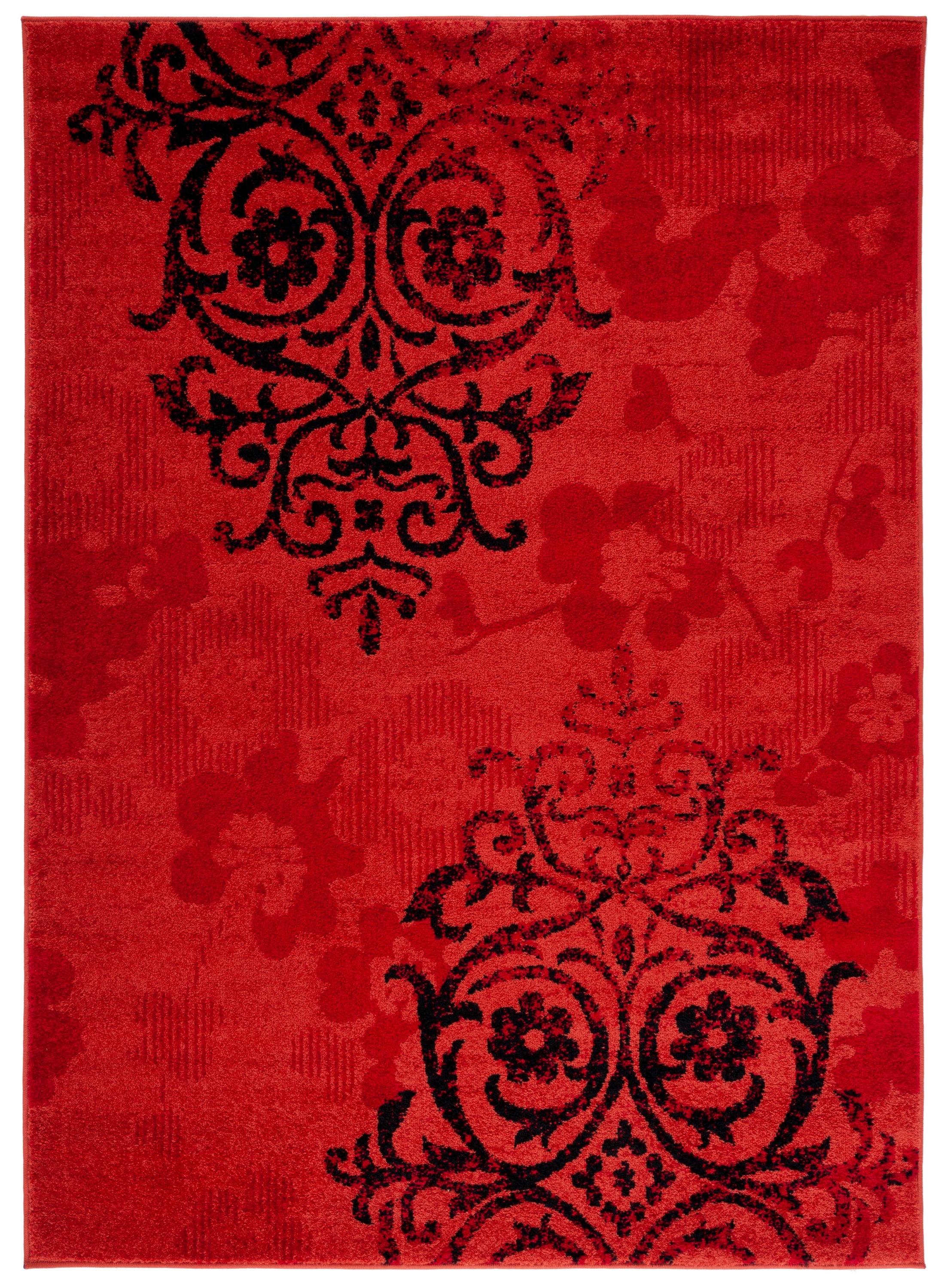 SAFAVIEH Adirondack Hortense Floral Area Rug, Red/Black, 4'5" x 6'5"
