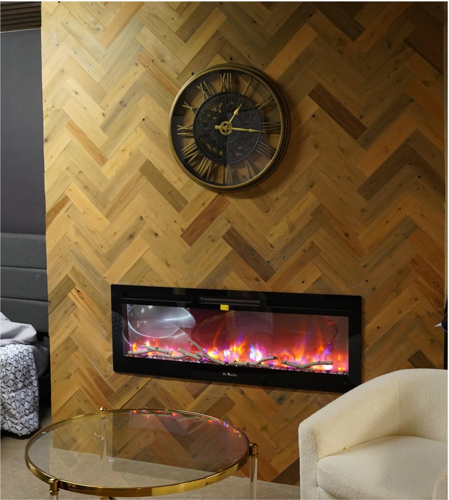 Timberchic River Reclaimed Wooden Wall planks - Simple Peel & Stick Wall Covering Application for DIY Accent Wall & Home Improvement - Premium Wall Paneling - Herringbone Pattern