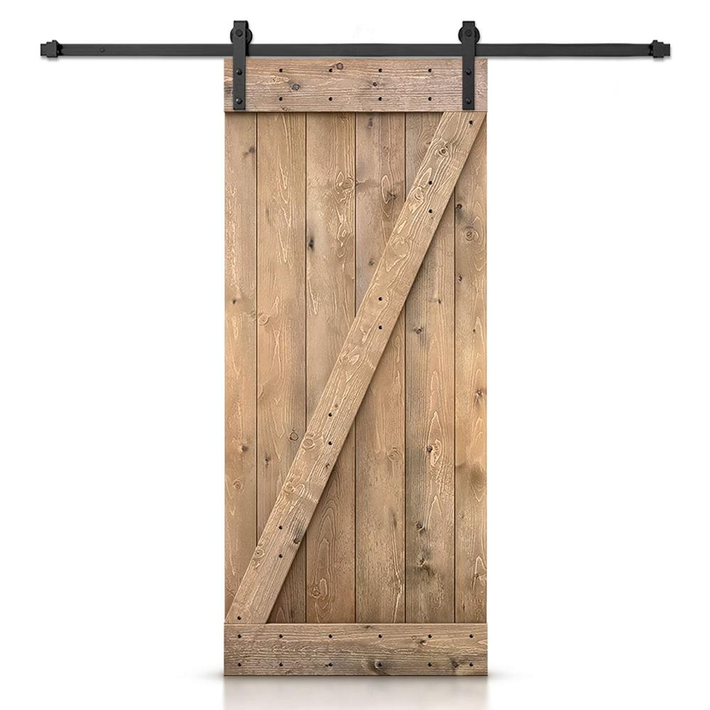 TMS 84'' Solid Wood Paneled Painted with Installation Hardware Kit Barn Door