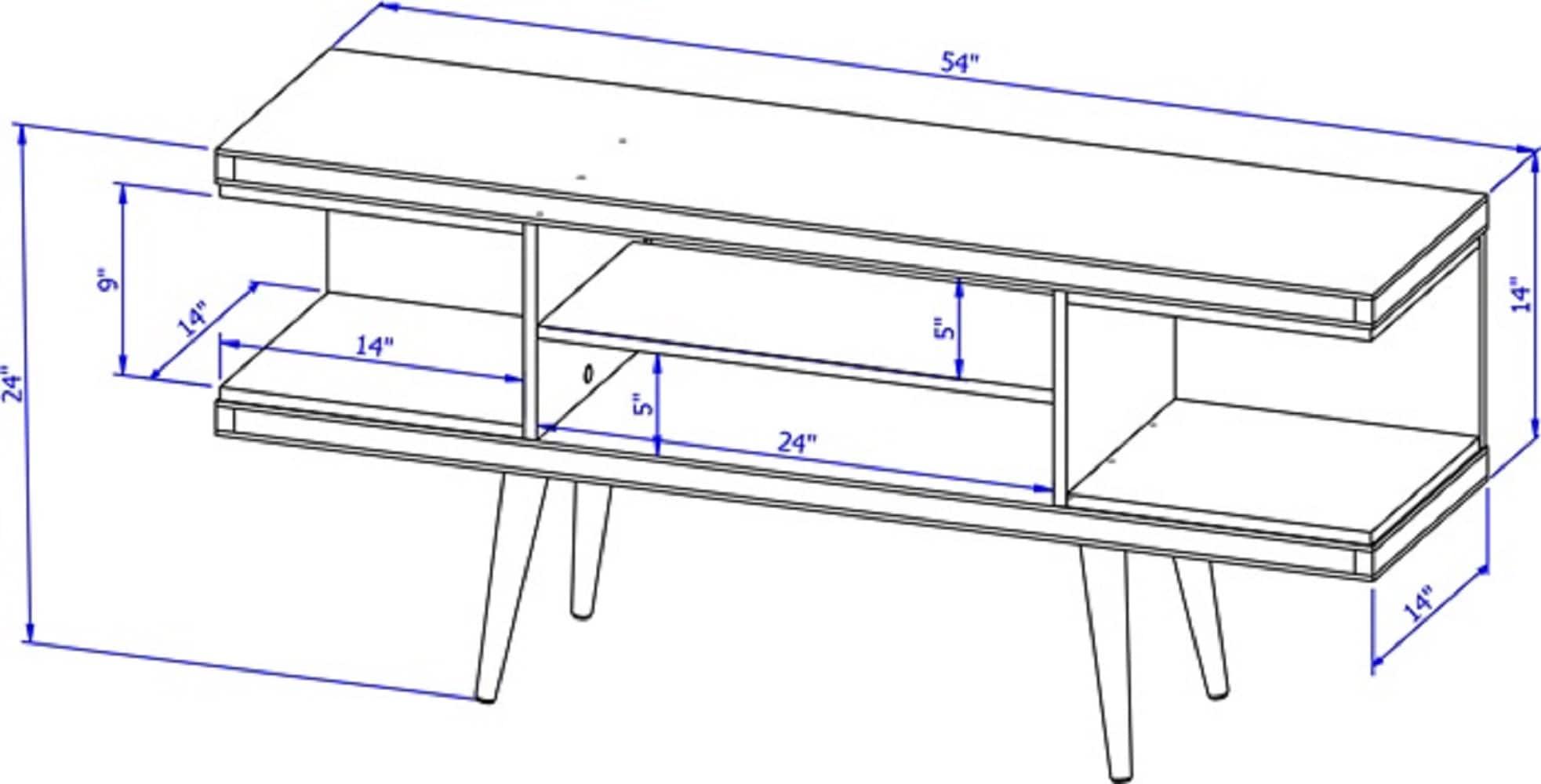 Utopia 53.14" TV Stand with Splayed Wooden Legs and 4 Shelves