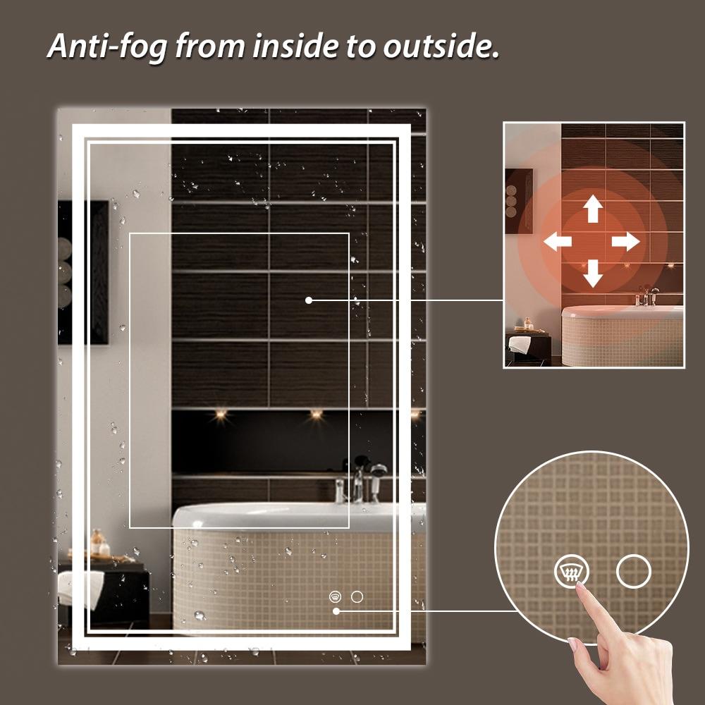 Keonjinn LED Bathroom Mirror with Lights, 30'' x 36''LED Vanity Mirror, Wall Mounted Anti-Fog Dimmable Frameless Frontlit Makeup Mirror, IP54, 6000K(Horizontal/Vertical)