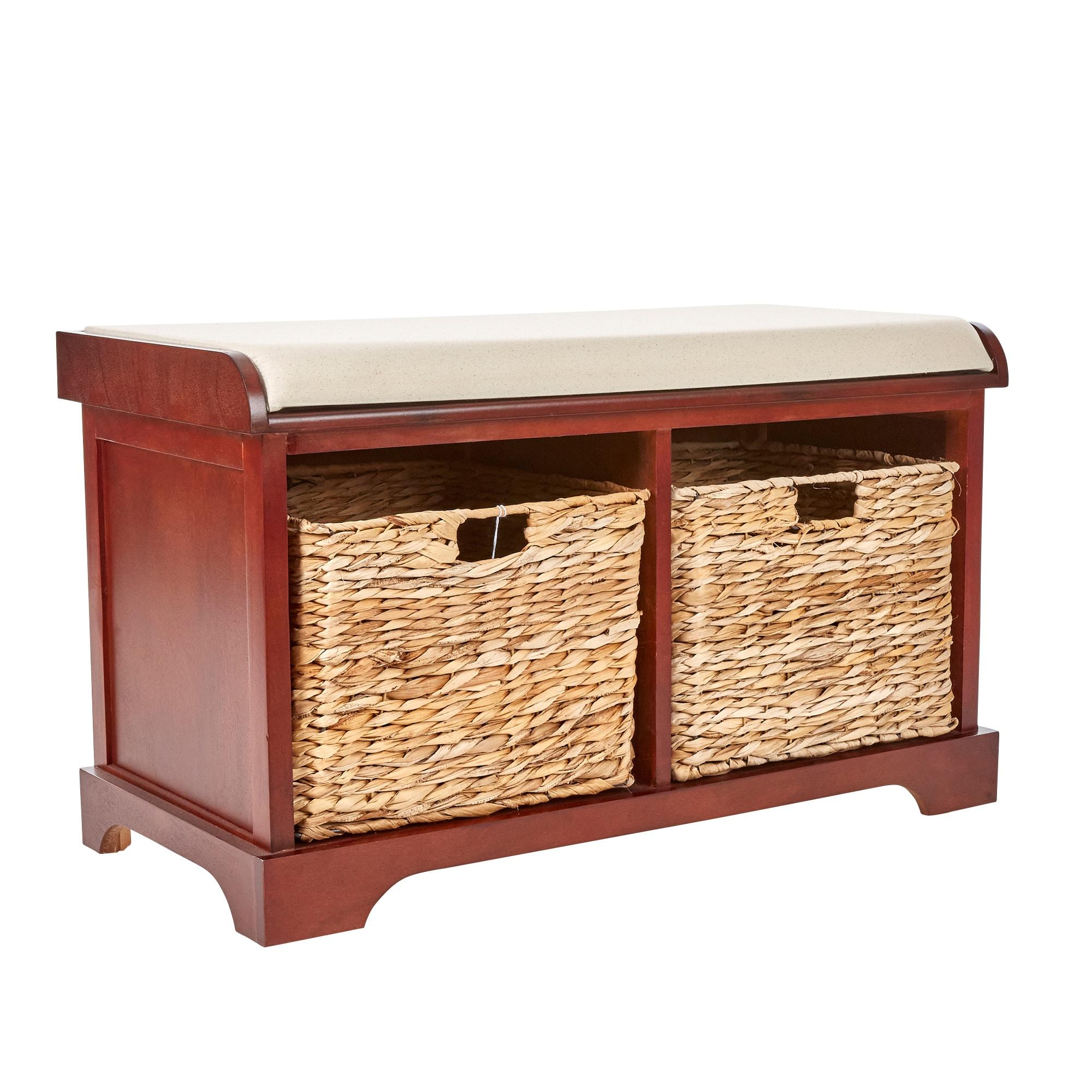 Freddy Wicker Storage Bench - Cherry - Safavieh