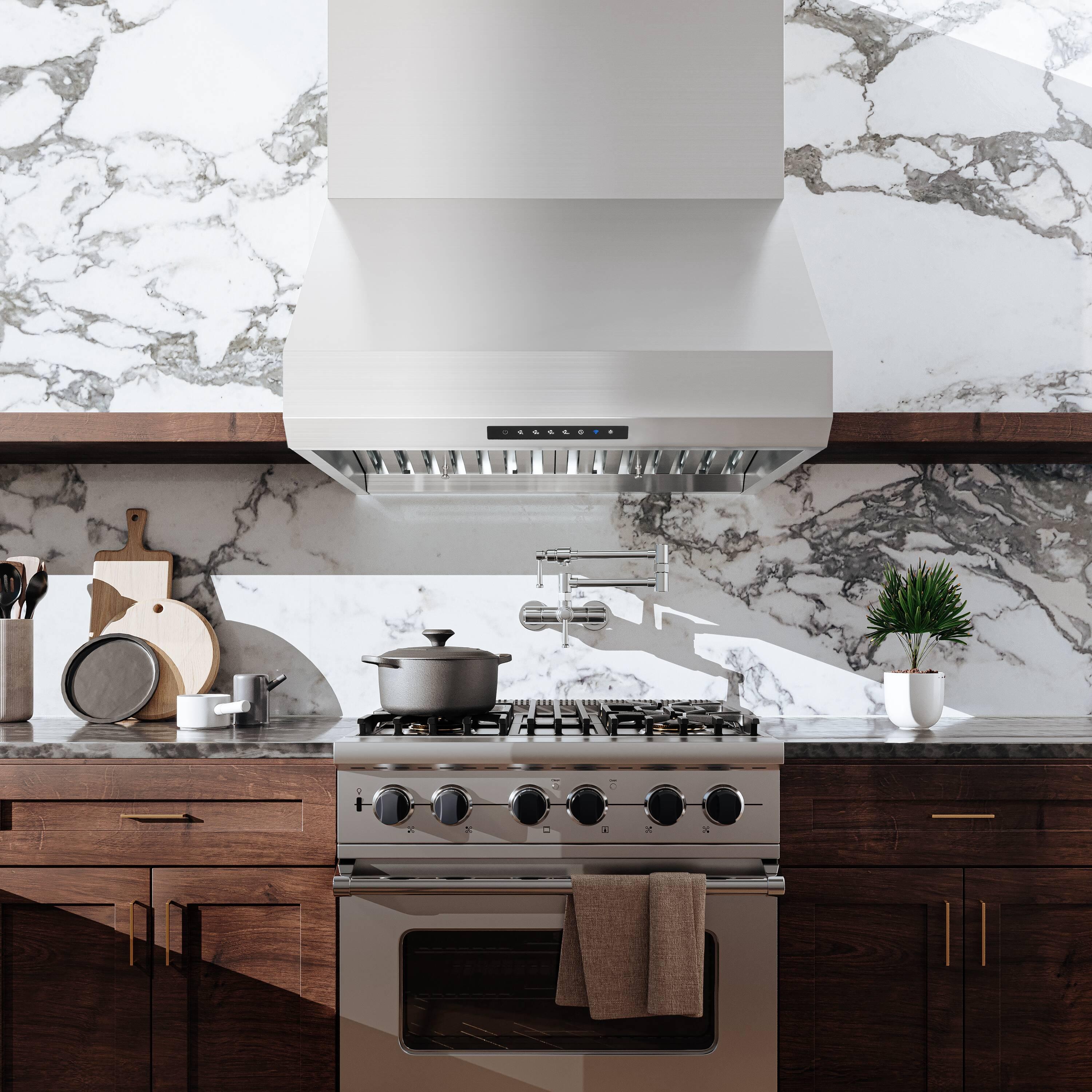 30" 540 CFM Versatile Under Cabinet or Wall Mounted Range Hood in Stainless Steel with Smart Feature
