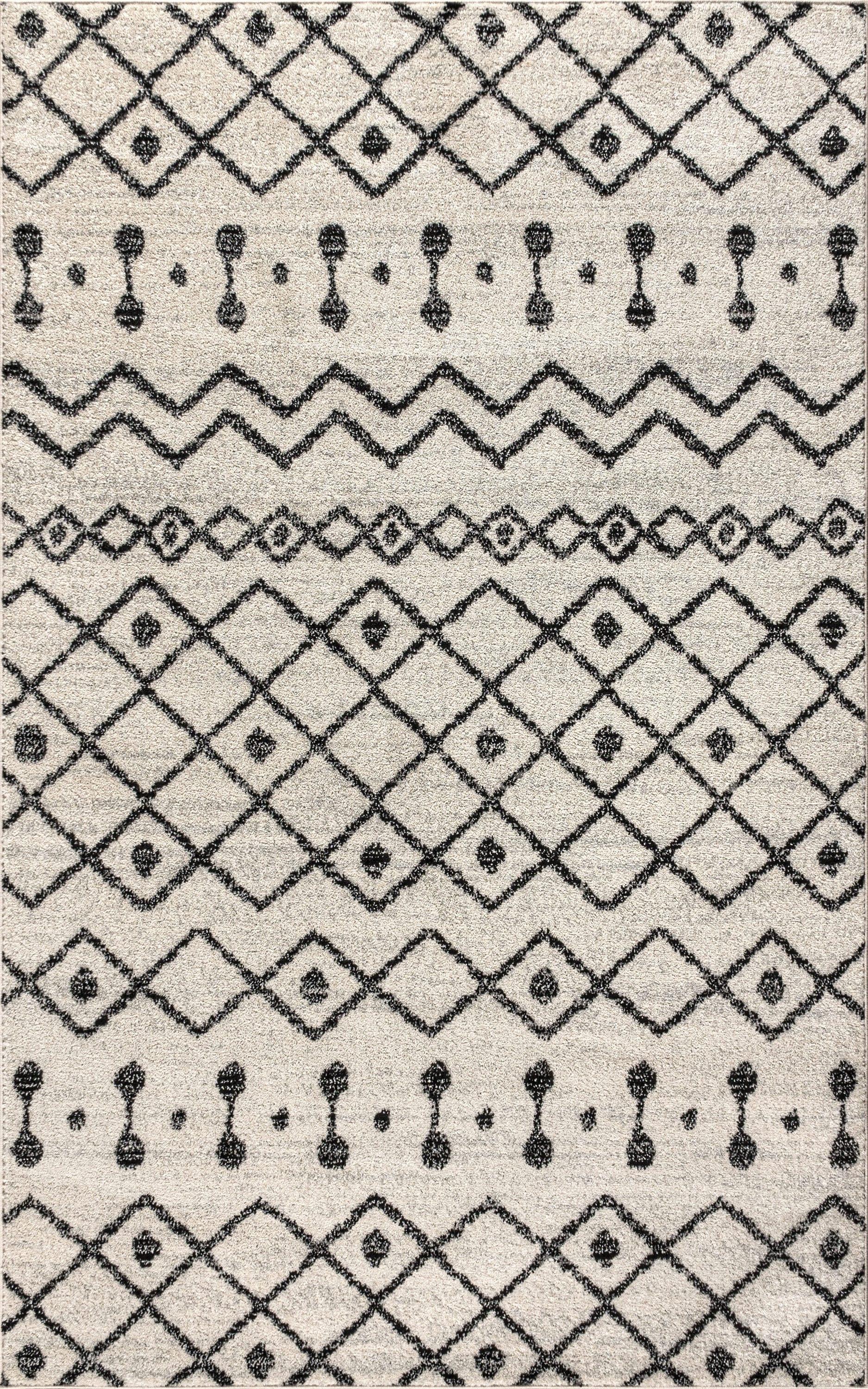 3'x5' Aksil Moroccan Beni Souk Area Rug, Cream/Black - JONATHAN Y