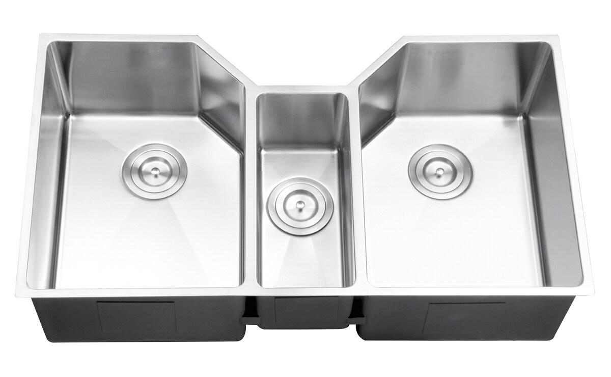 Ruvati 35" Triple Bowl Undermount 16 Gauge Stainless Steel Kitchen Sink