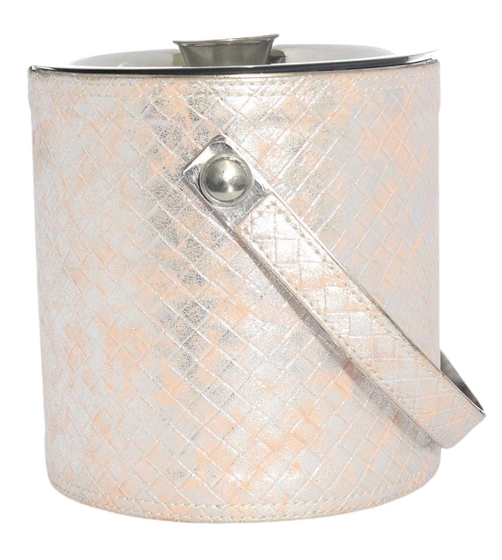 Sol Living 1.6 Qt. Double Wall Stainless Steel Ice Bucket Includes Tongs and Lid - Pink Leather
