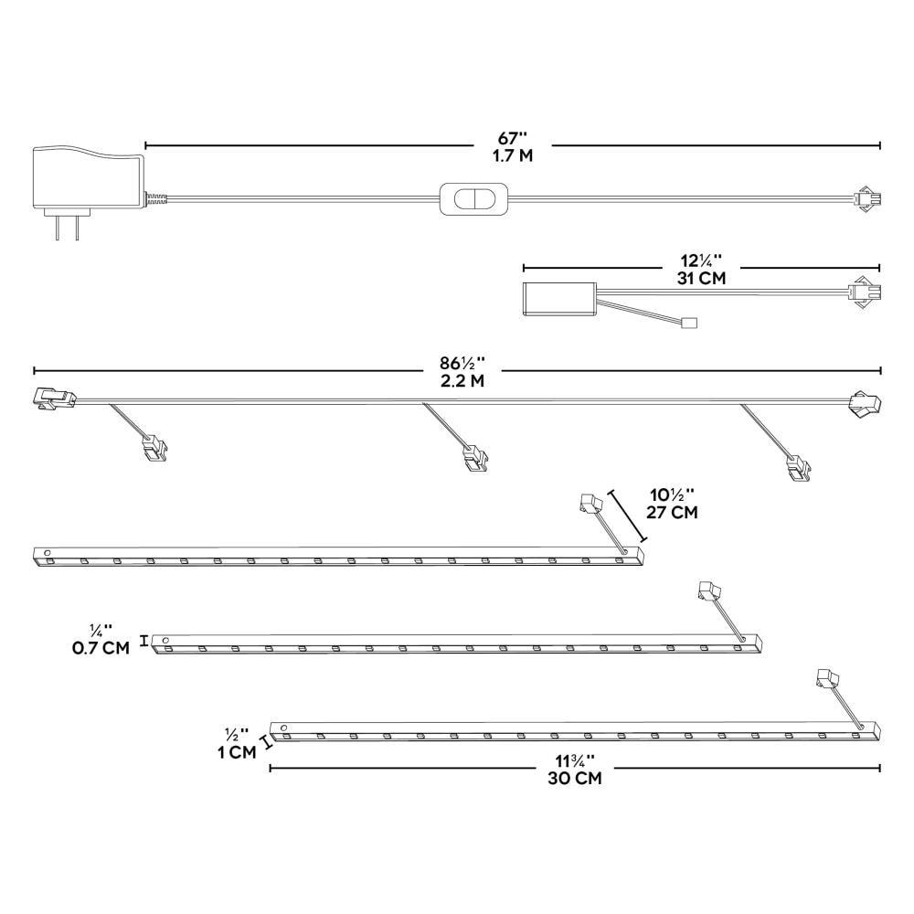 Bazz LED 0.5'' Under Cabinet Strip Light (Set of 3) U16002RD