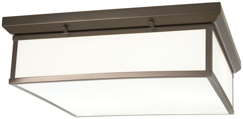 Harvard Court Bronze LED Flush Mount Ceiling Light with White Glass