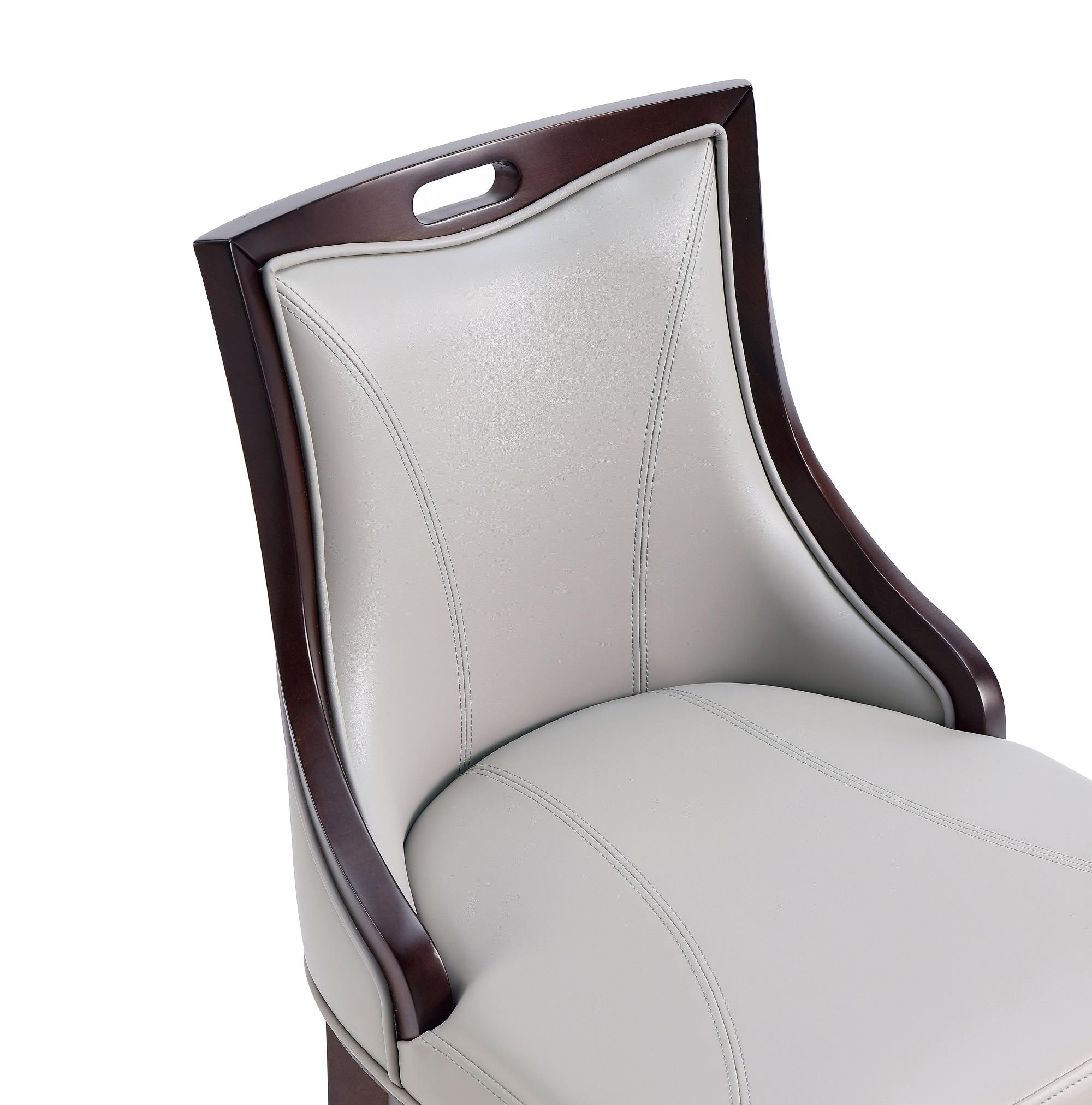 Emperor Faux Leather Barstool Light Gray - Manhattan Comfort: Walnut Finish, Beechwood Legs, Upholstered, 300 lbs Capacity