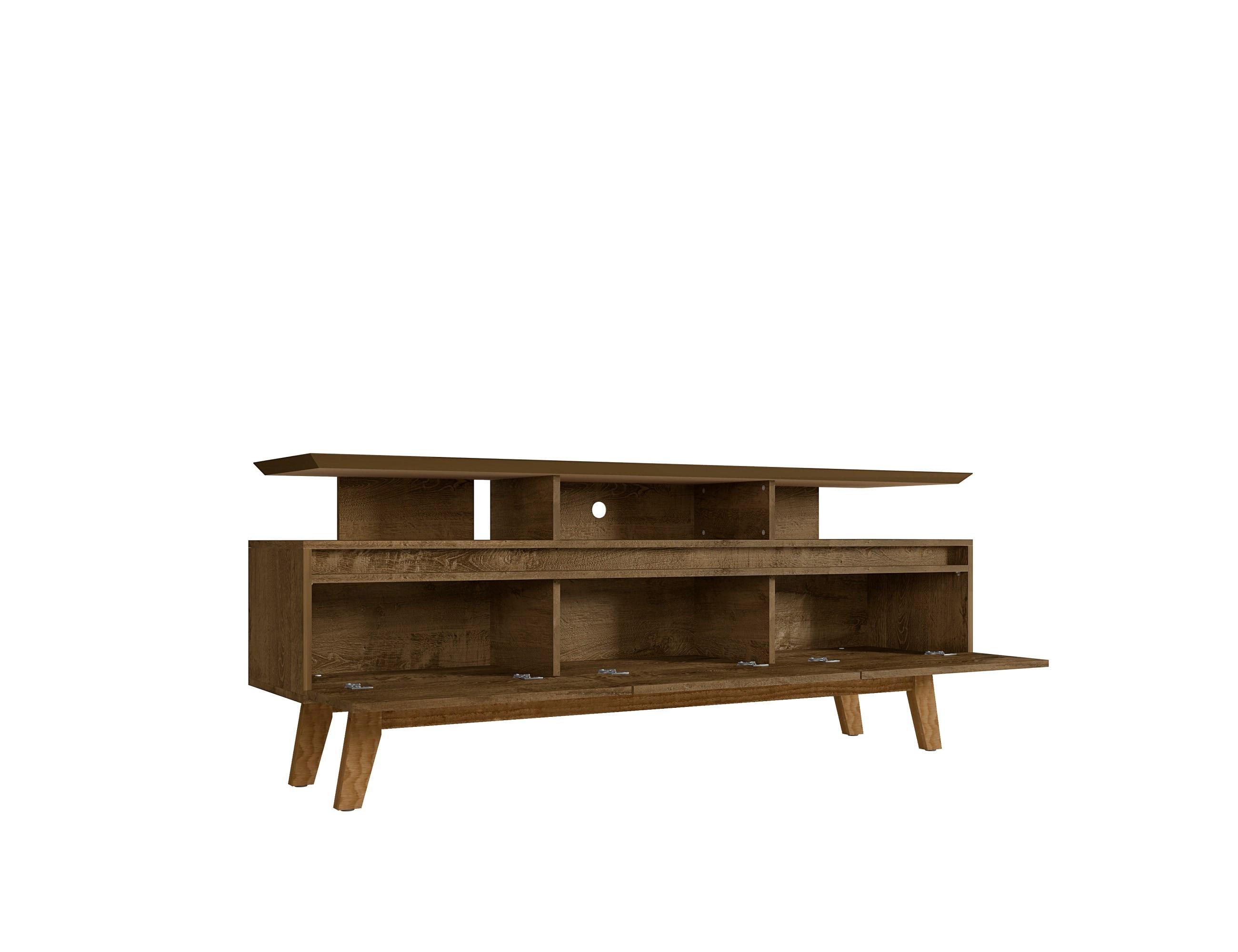 Yonkers TV Stand for TVs up to 65" Rustic Brown - Manhattan Comfort