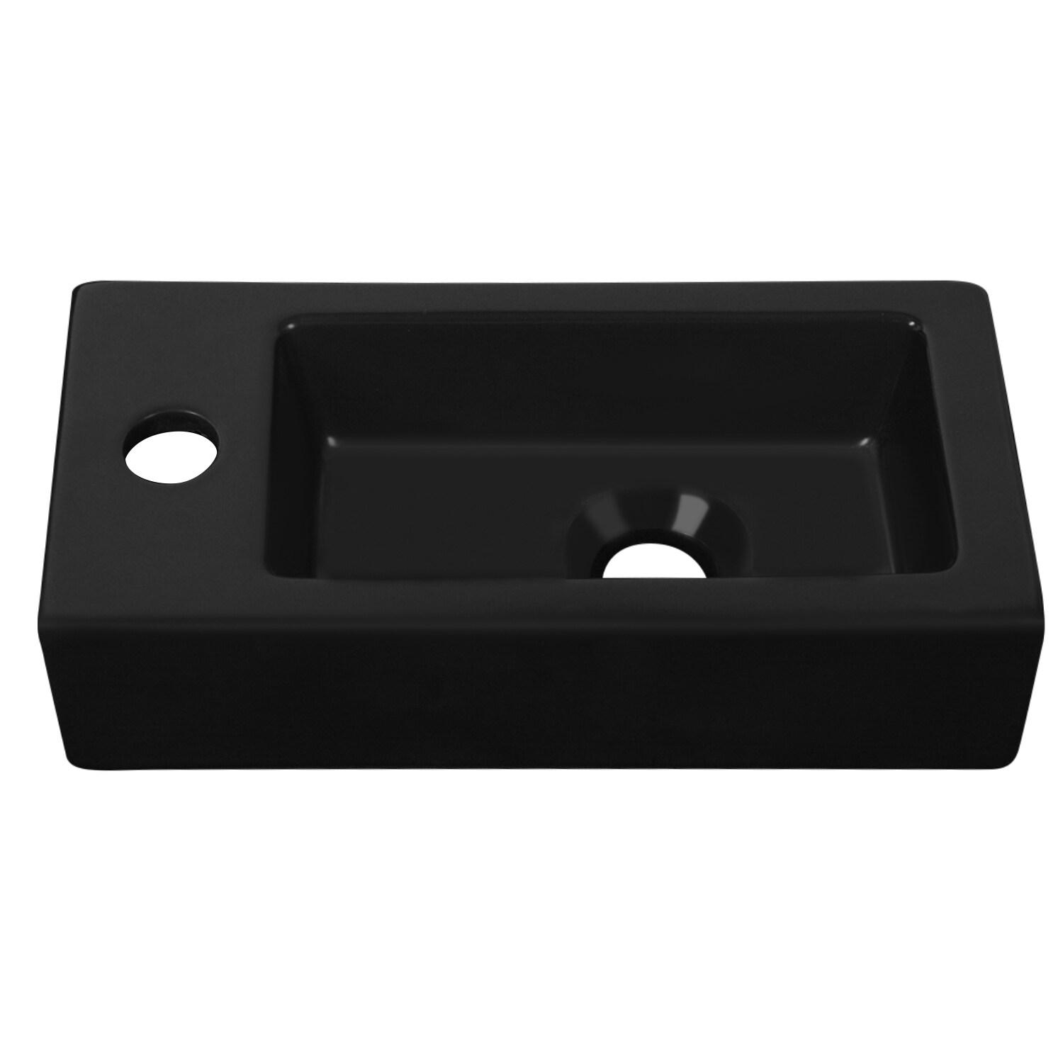 Liberty 14.57'' x 7'' Vitreous China Rectangular Wall Mount Bathroom Sink with Left Faucet Hole for Small Space