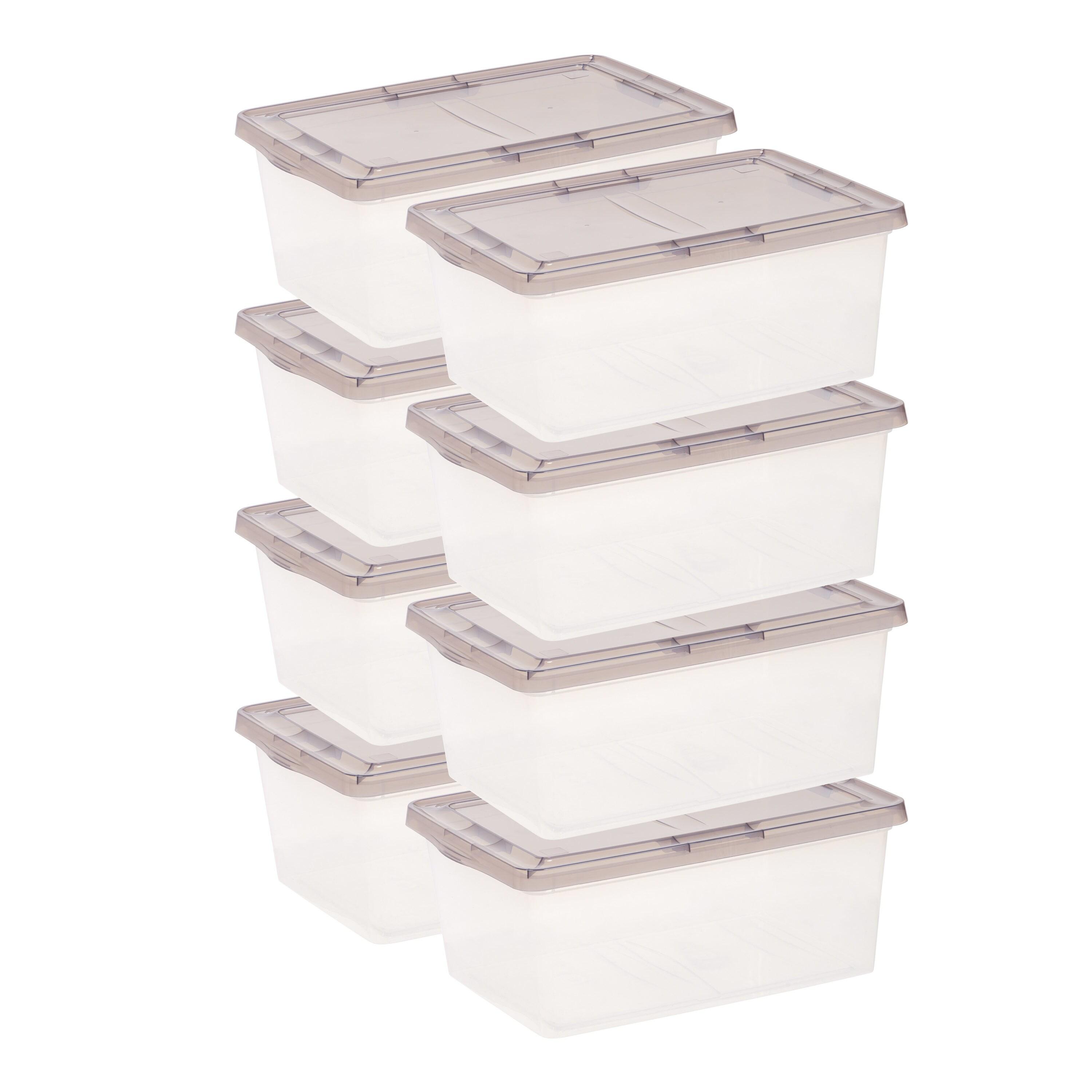 IRIS 17qt 8pk Snap Top Plastic Storage Bin: Stackable, Transparent, Portable, Nesting Utility Totes with Lids