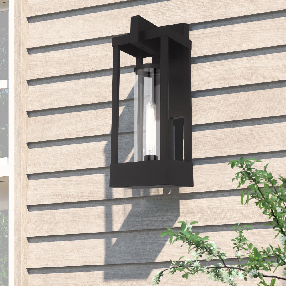 Livex Lighting 20993-04 Delancey - 20" One Light Outdoor Wall Lantern, Black Finish with Clear Glass