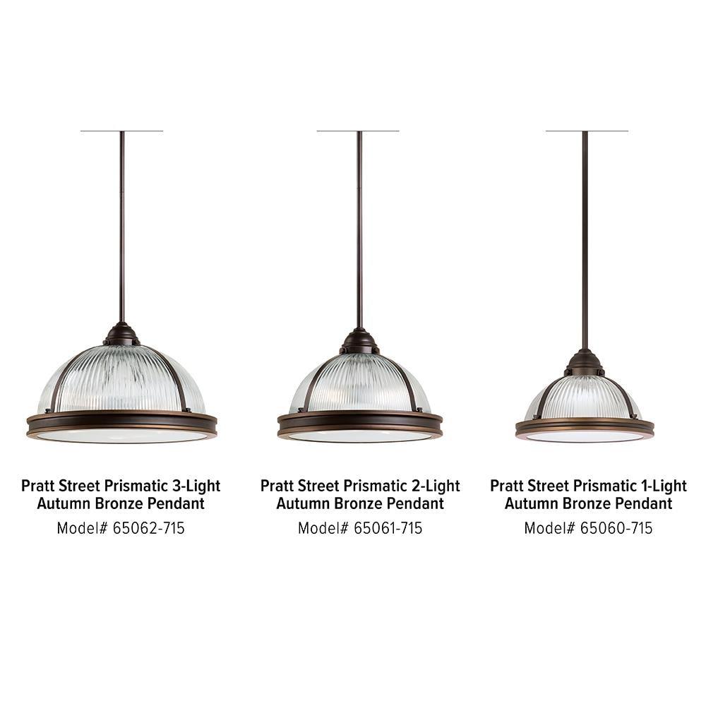 Pratt Street 55" Autumn Bronze 3-Light Pendant with Clear Textured Glass
