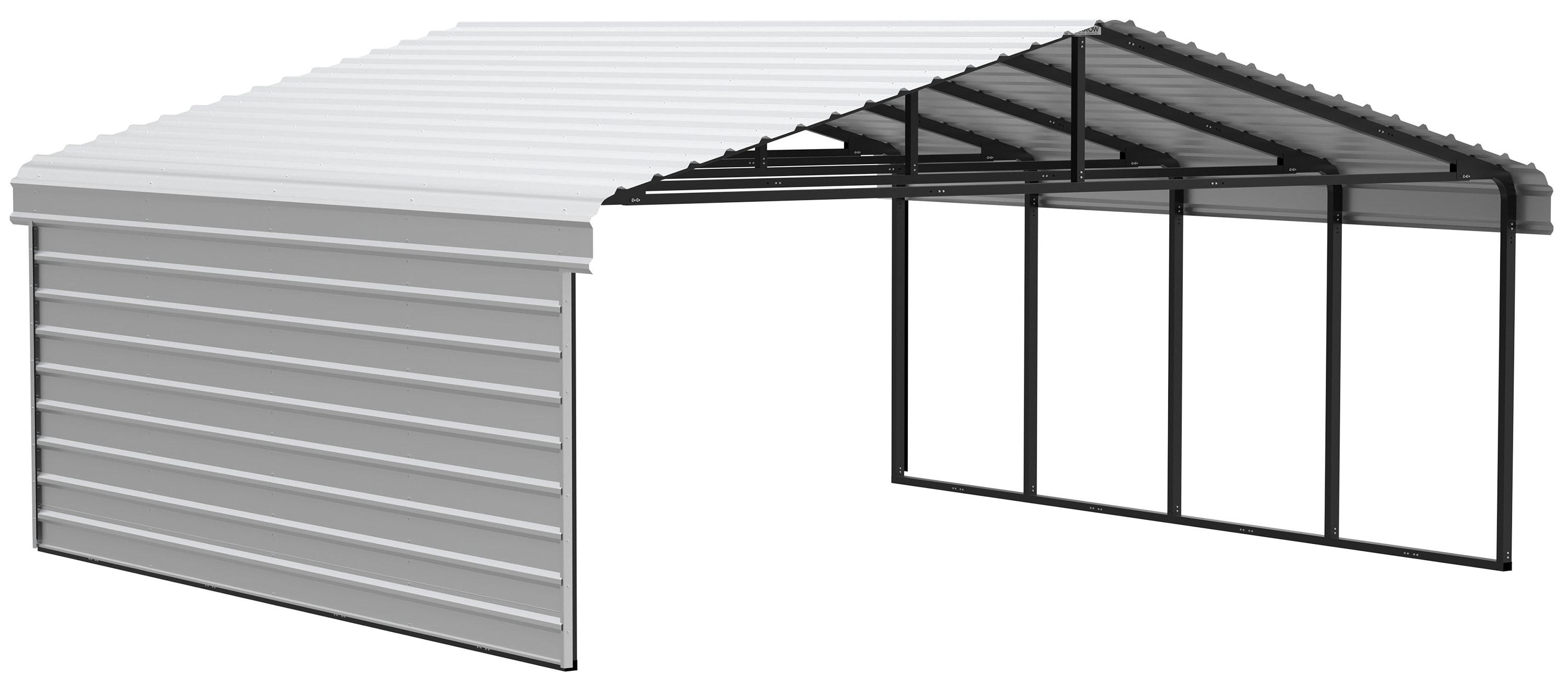 Arrow 20 x 20 ft Carport with 1-sided Enclosure
