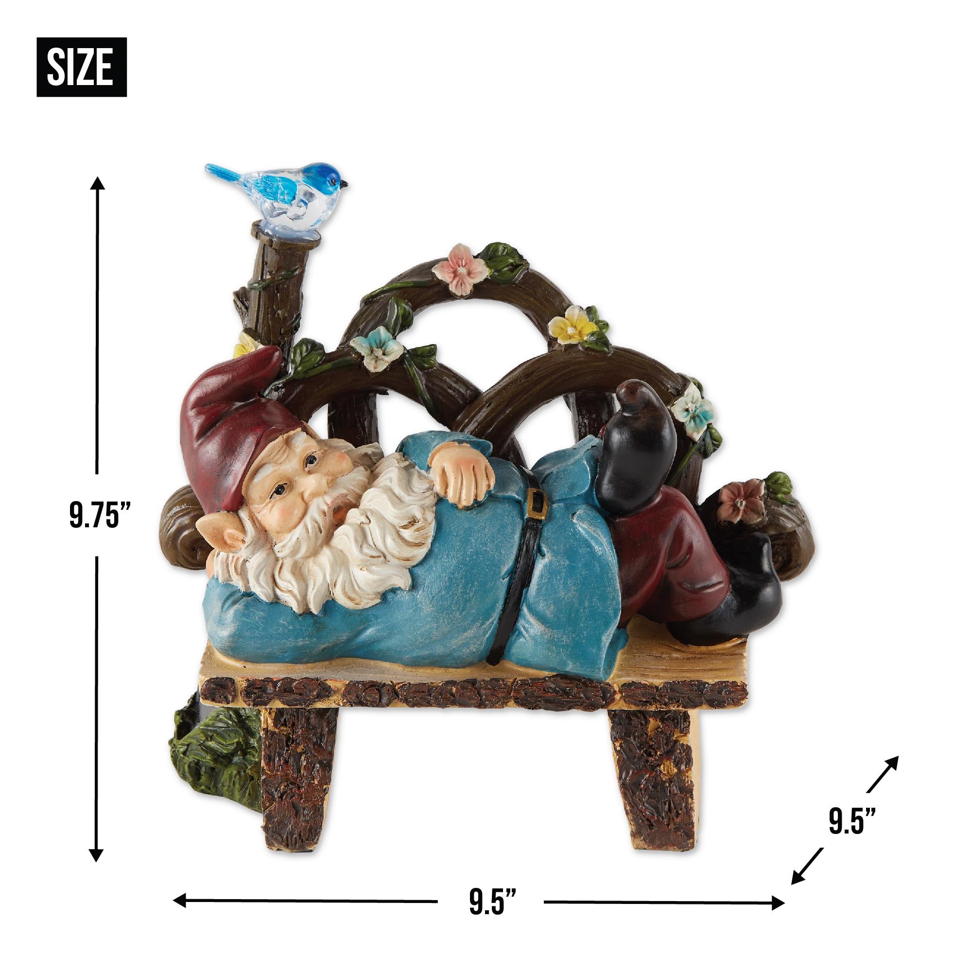9.75" Polyresin Afternoon Nap Solar Gnome - Zingz & Thingz: Outdoor Garden Statue, Whimsical Decor